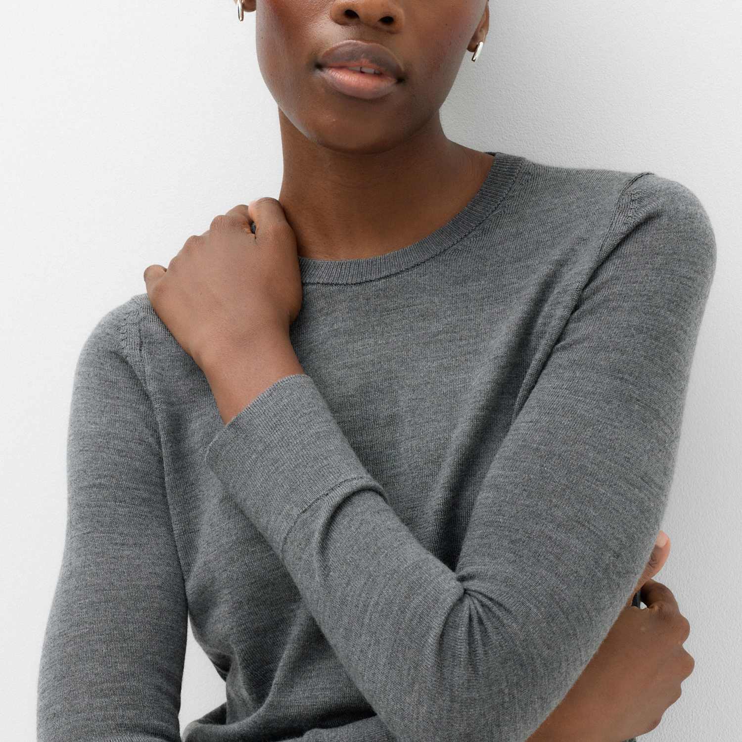 M&S Women's Pure Merino Crew Neck Jumper - Small - Charcoal