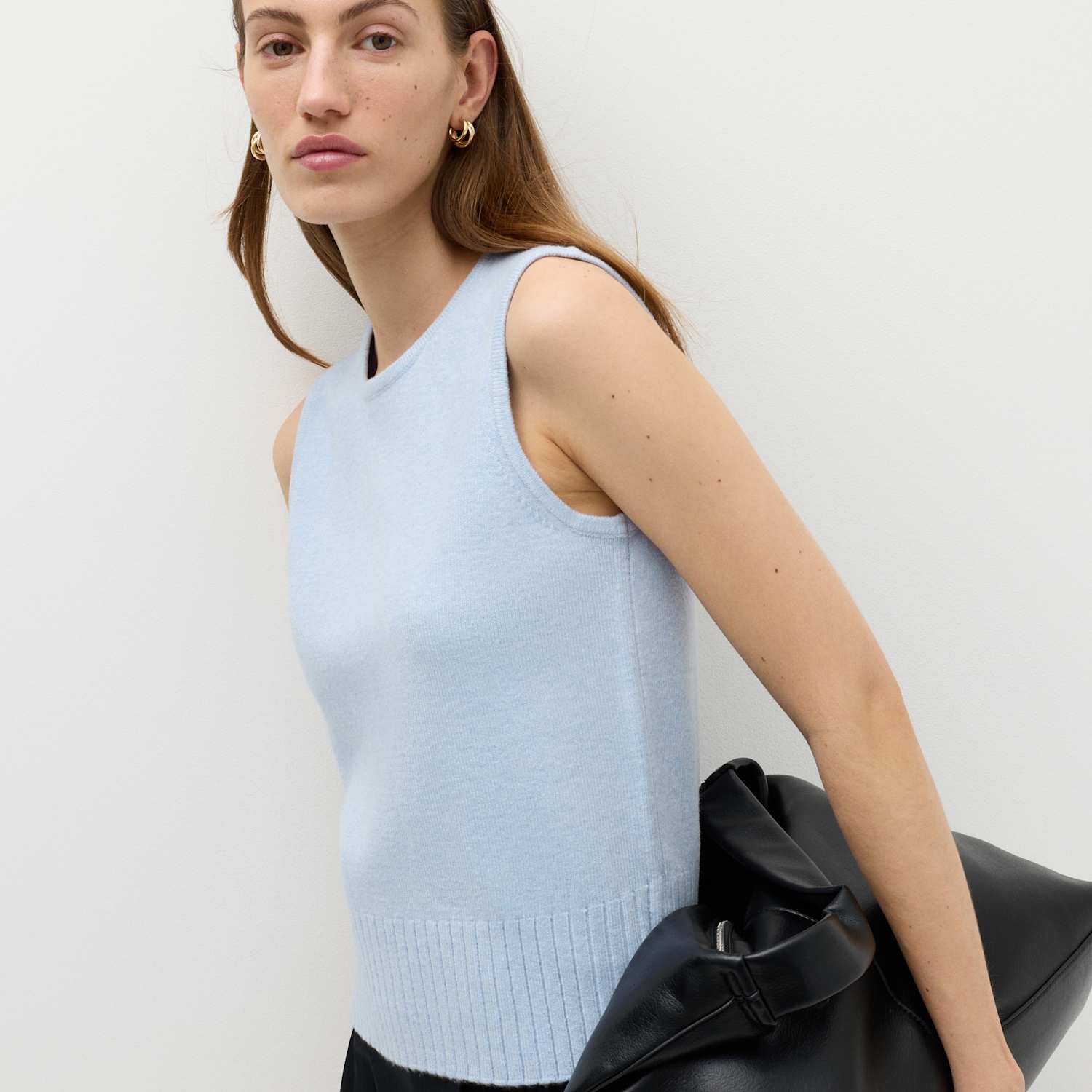 M&S Women's Air-Yarn Crew Neck Knitted Vest - Medium - Faded Blue