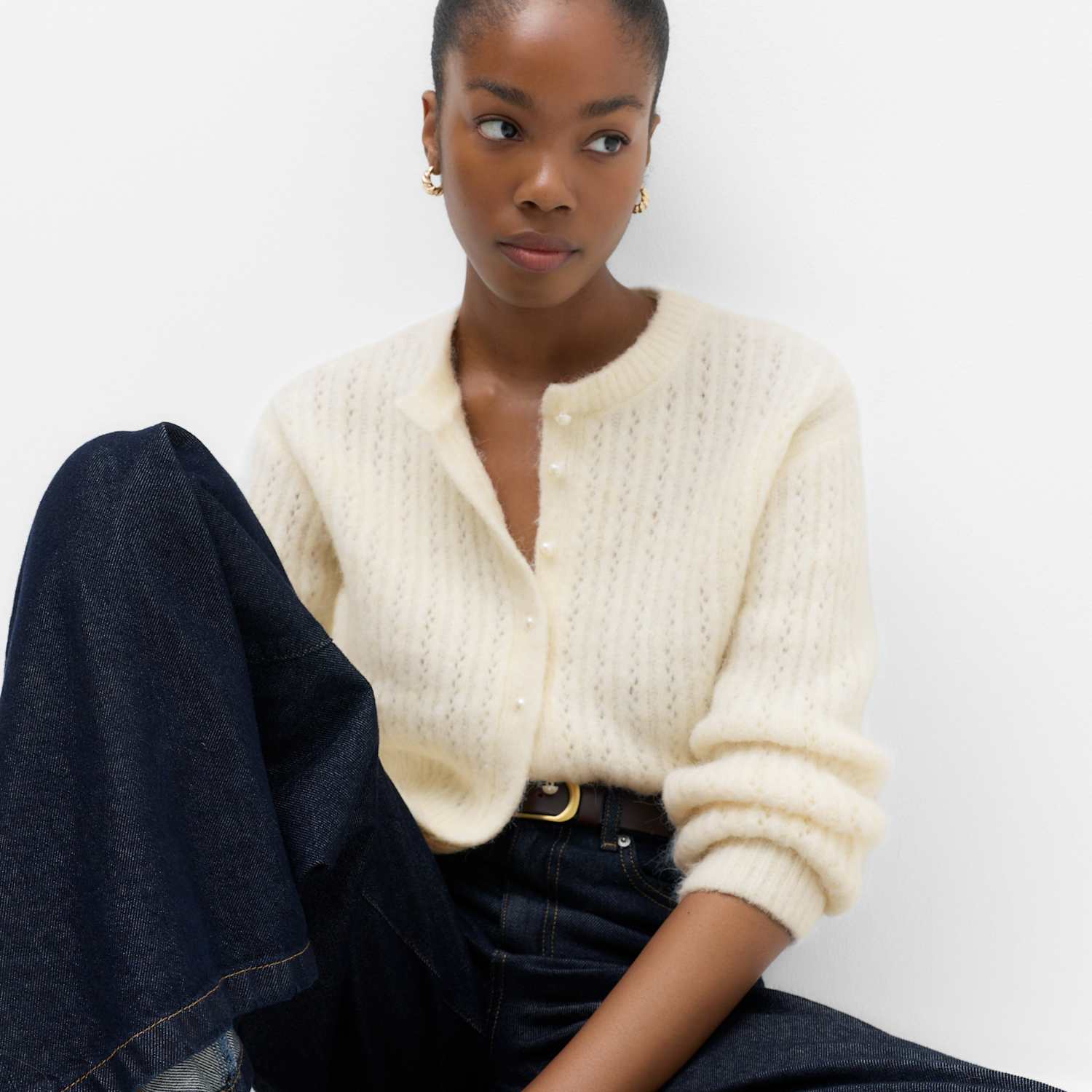 M&S Women's Blouson Sleeve Cardigan - Extra Small - Ivory