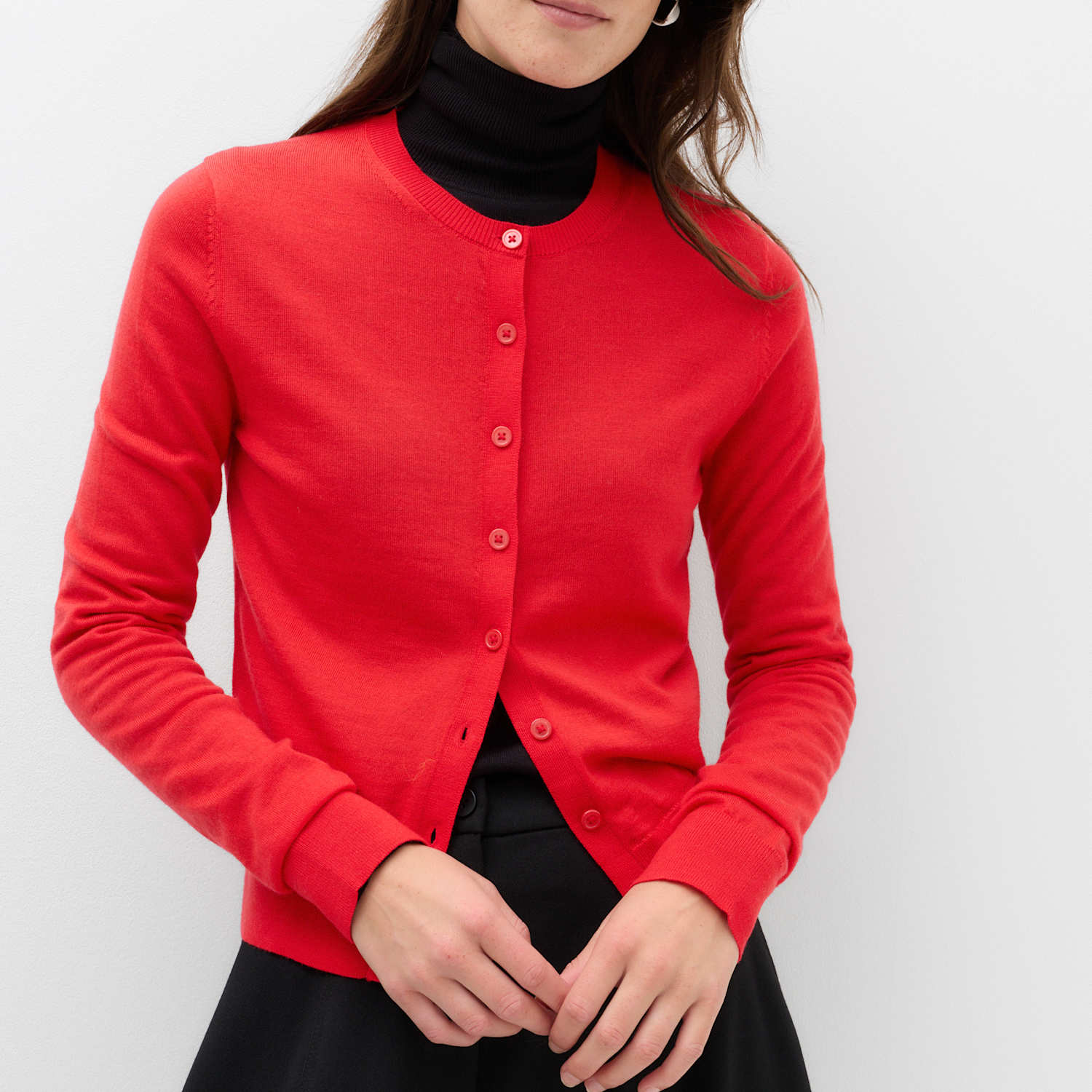 M&S Women's Pure Merino Wool Crew Neck Cardigan - Small - Ruby Red