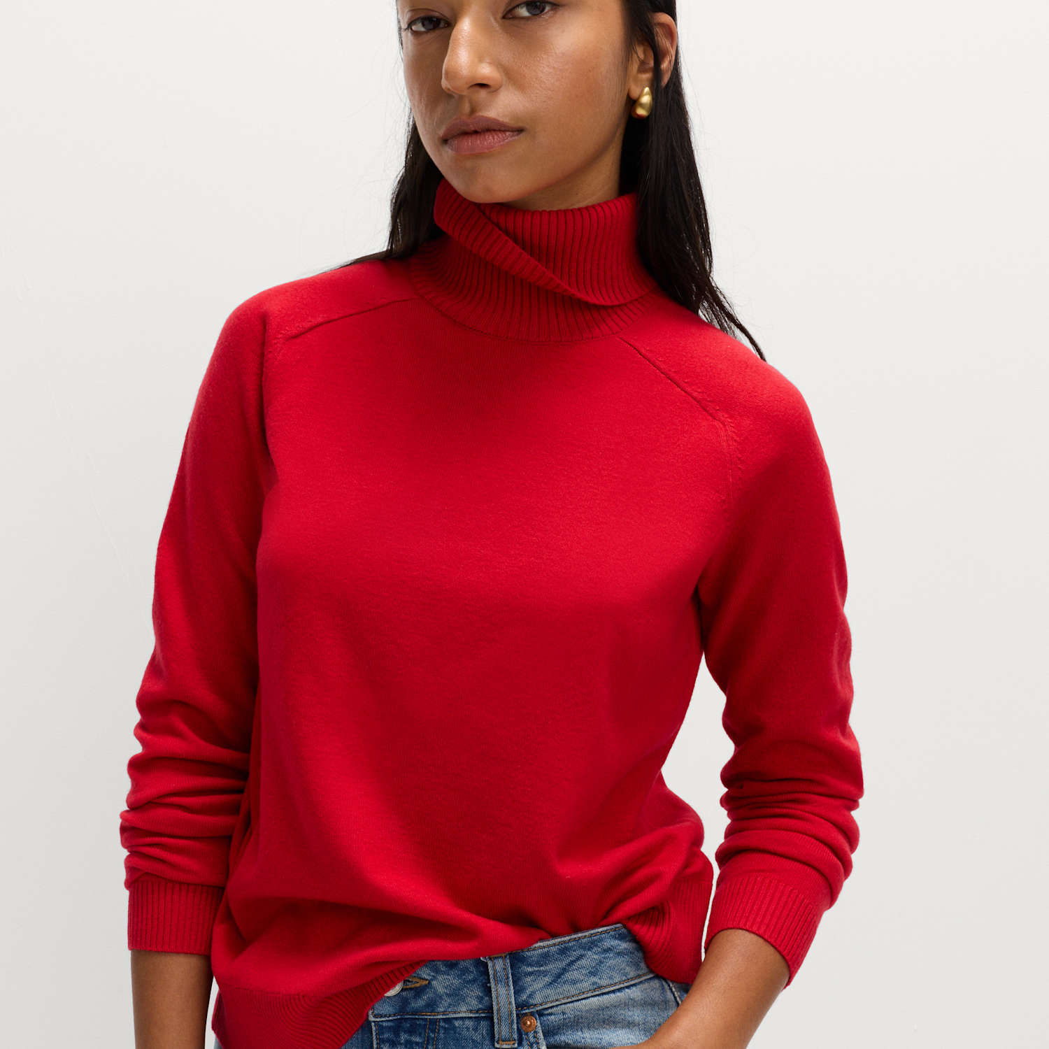 M&S Women's Air-Yarn Roll Neck Jumper - Small - Rouge