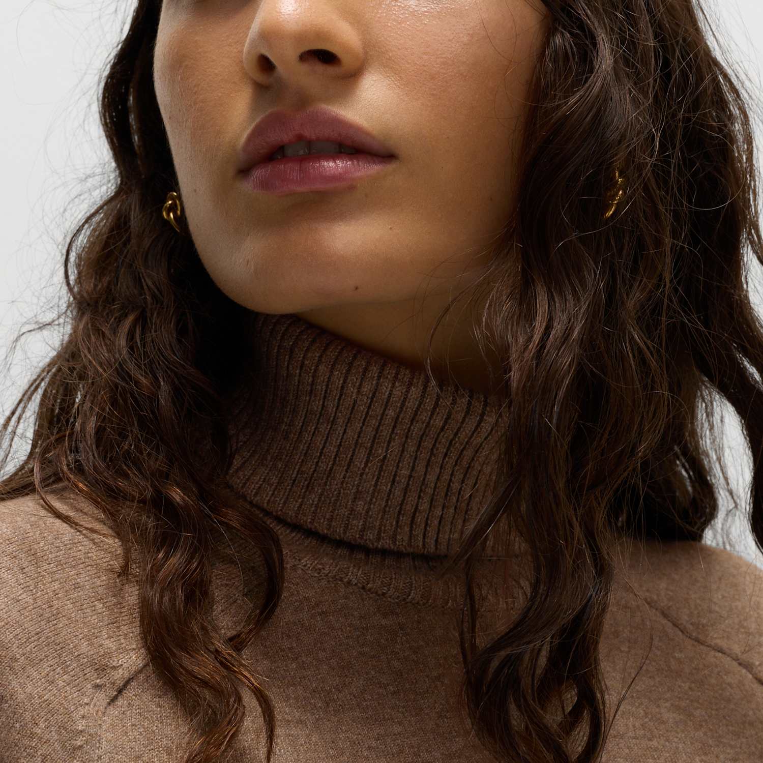 M&S Women's Air-Yarn Roll Neck Jumper - Small - Hazelnut