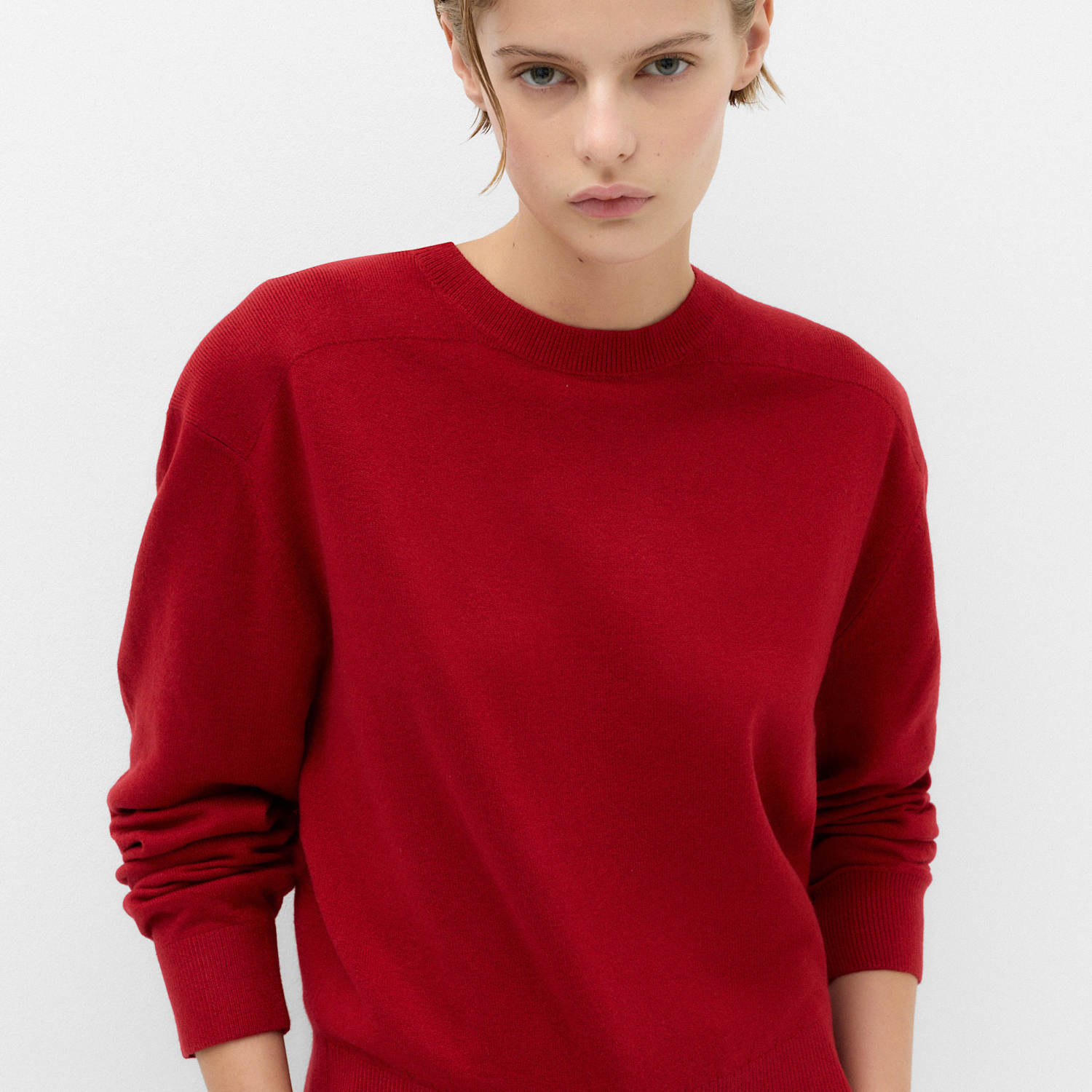 M&S Women's Shoulder Detail Relaxed Jumper - Small - Ruby Red