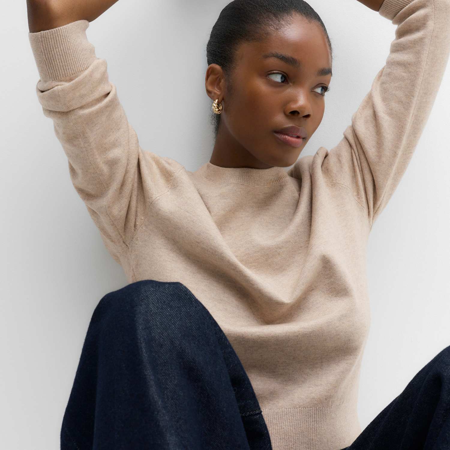 M&S Women's Shoulder Detail Relaxed Jumper - Small - Oatmeal
