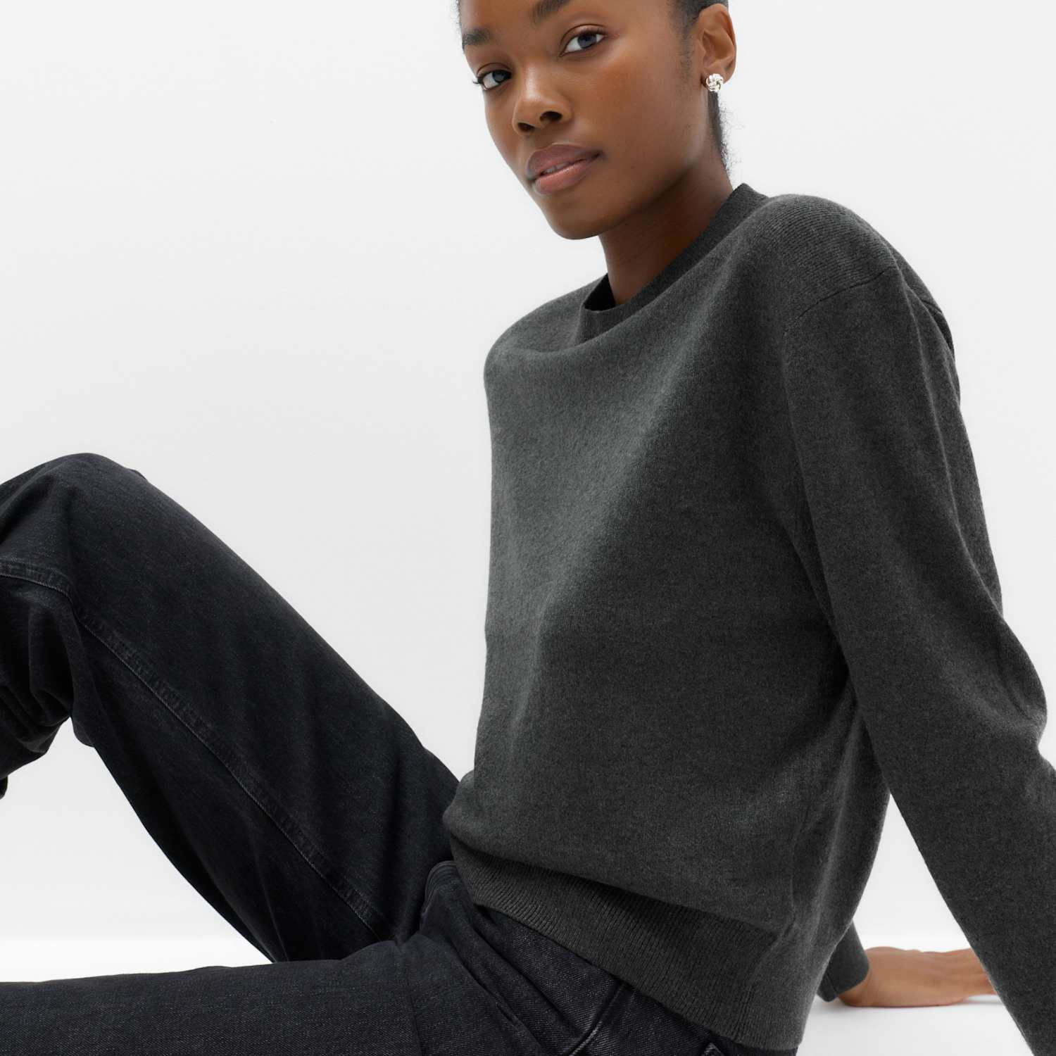 M&S Women's Shoulder Detail Relaxed Jumper - Small - Charcoal