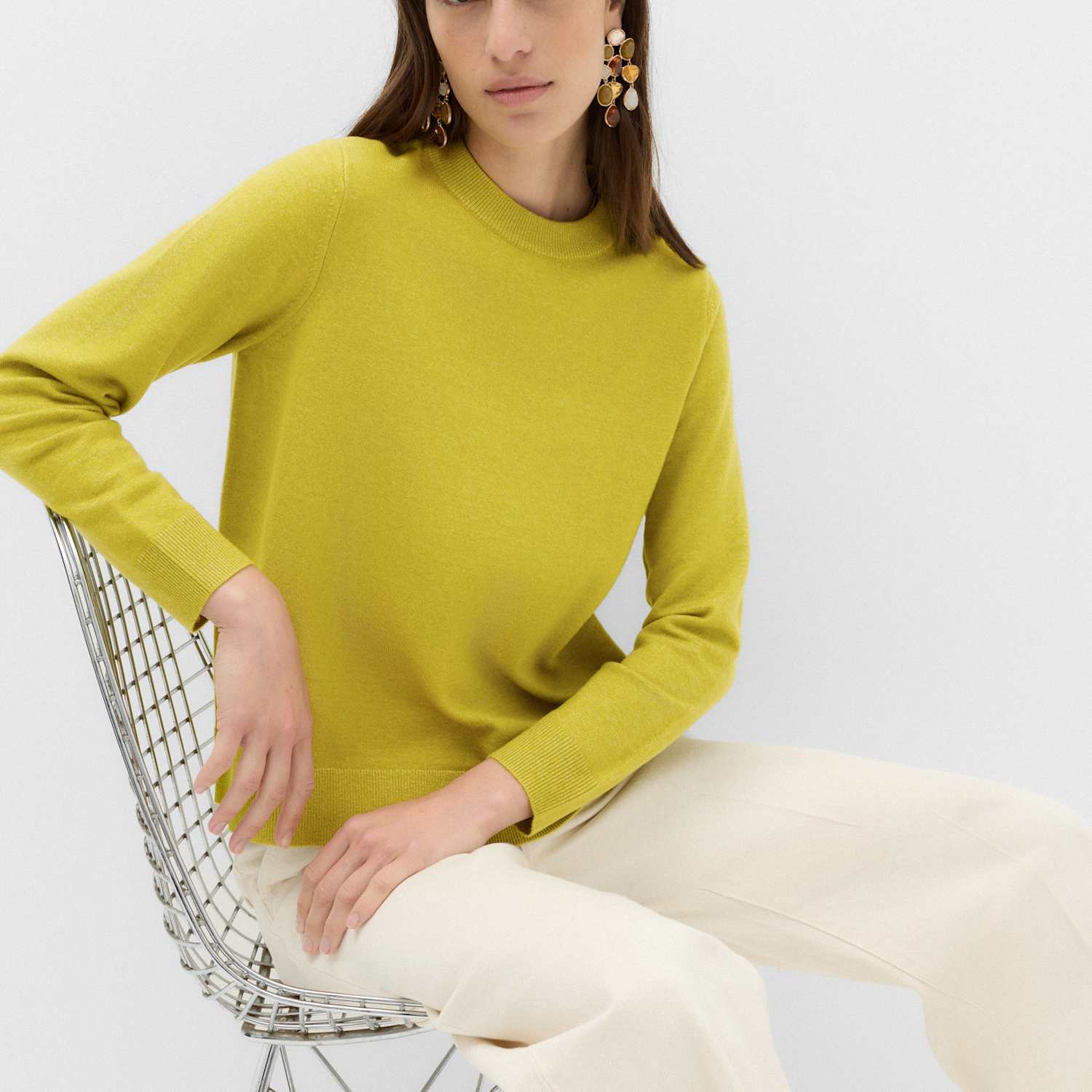 M&S Women's Air-Yarn Crew Neck Jumper - Small - Moss