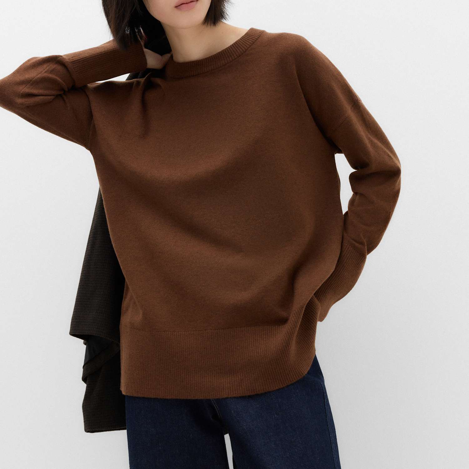 M&S Women's Air-Yarn Oversized Longline Jumper - Small - Conker