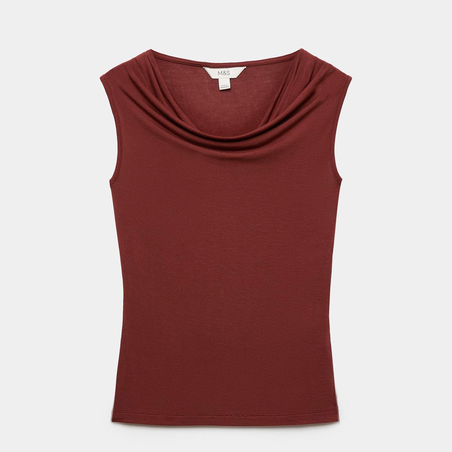 M&S Women's Cowl Neck Draped Vest Top - 10 - Chestnut