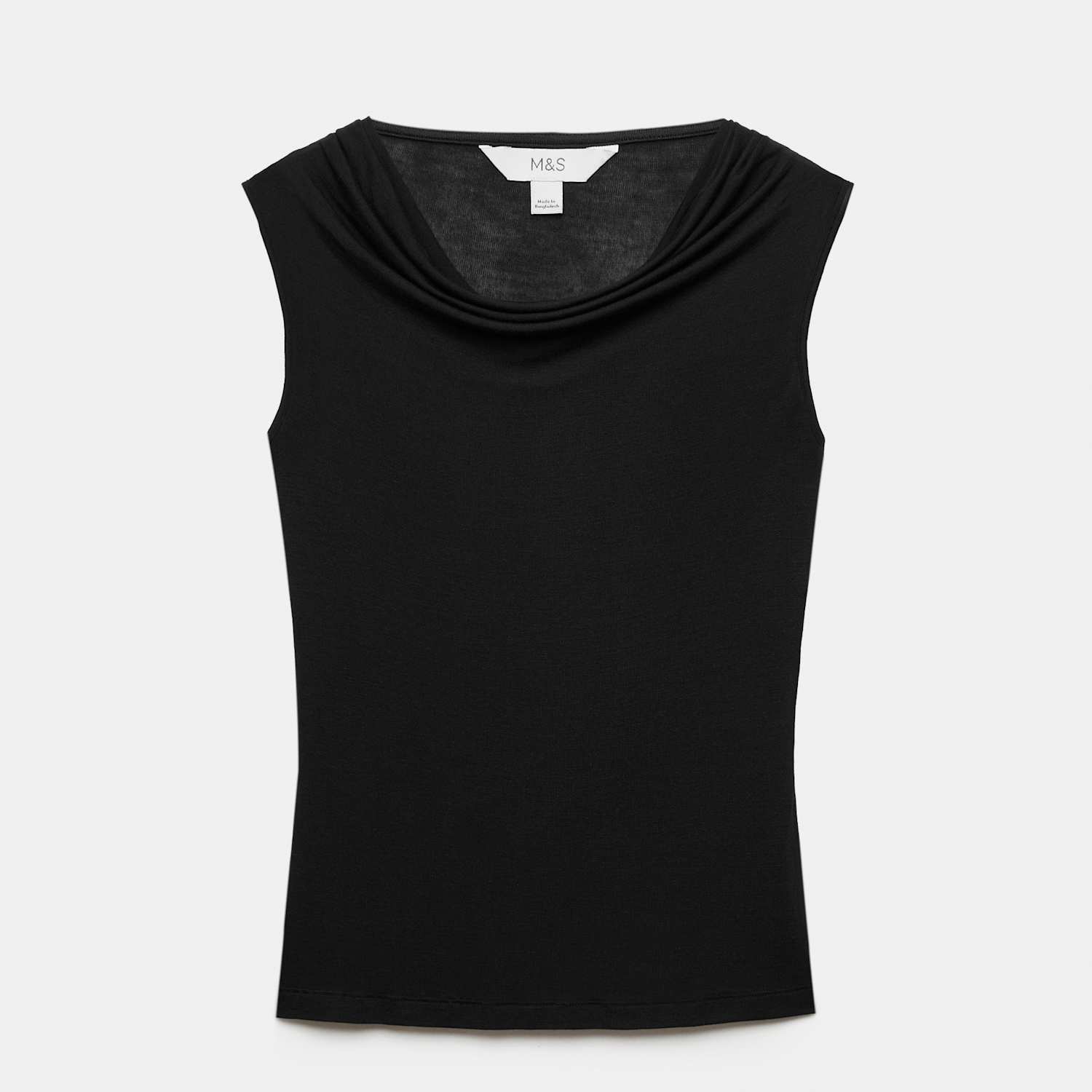 M&S Women's Cowl Neck Draped Vest Top - 10 - Black