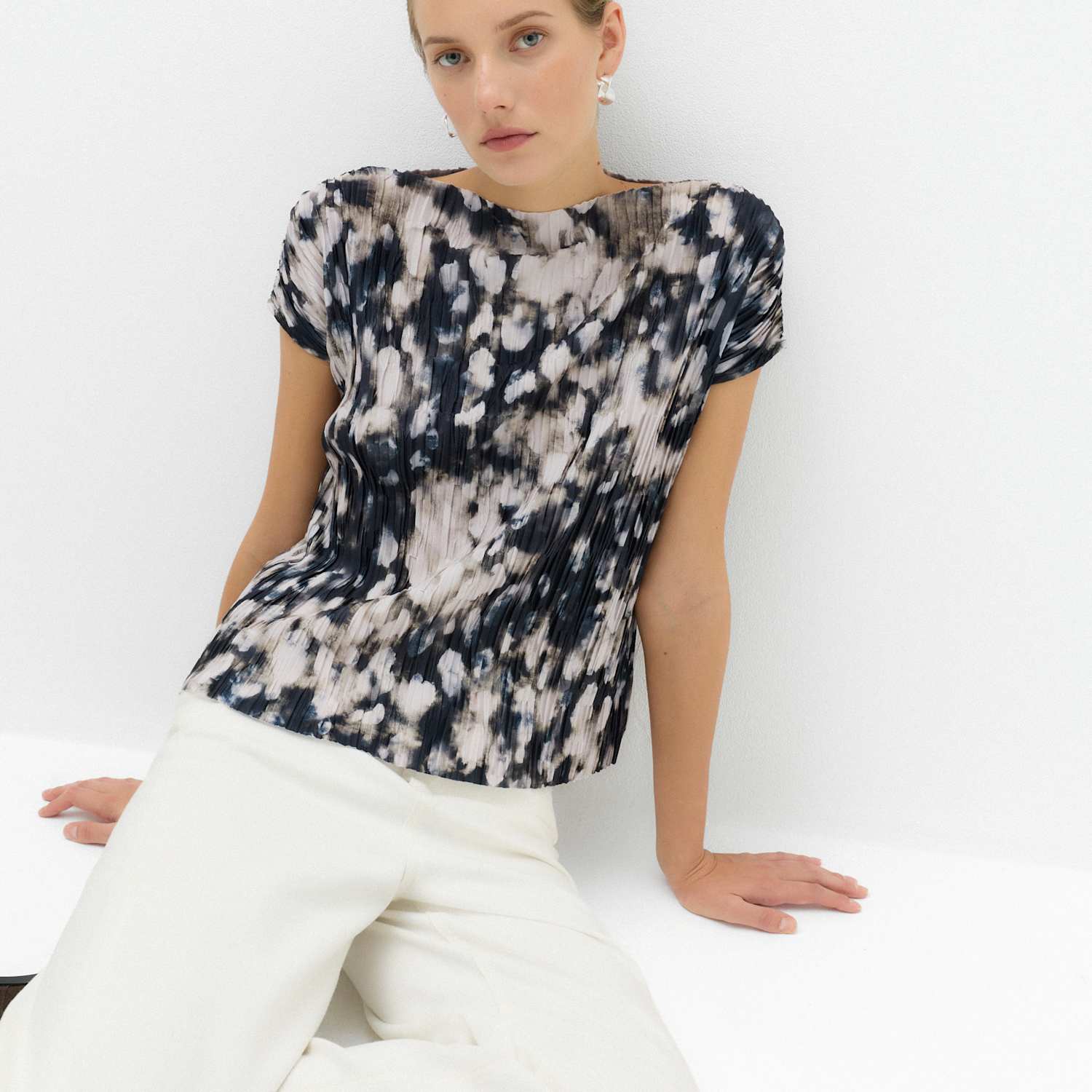 M&S Women's Plisse T-Shirt - 20 - Multi