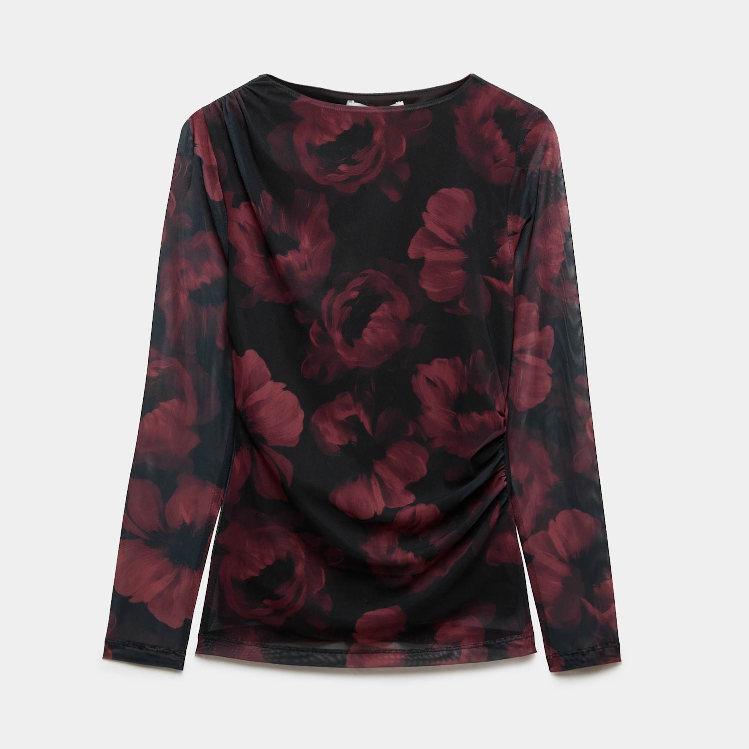 M&S Women's Mesh Floral Top - 12 - Red Mix