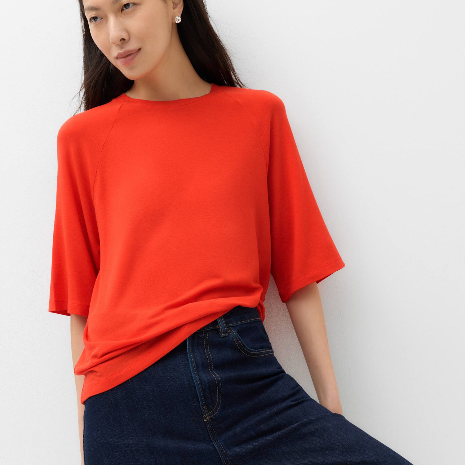 M&S Women's Raglan Relaxed T-Shirt - 16 - Red