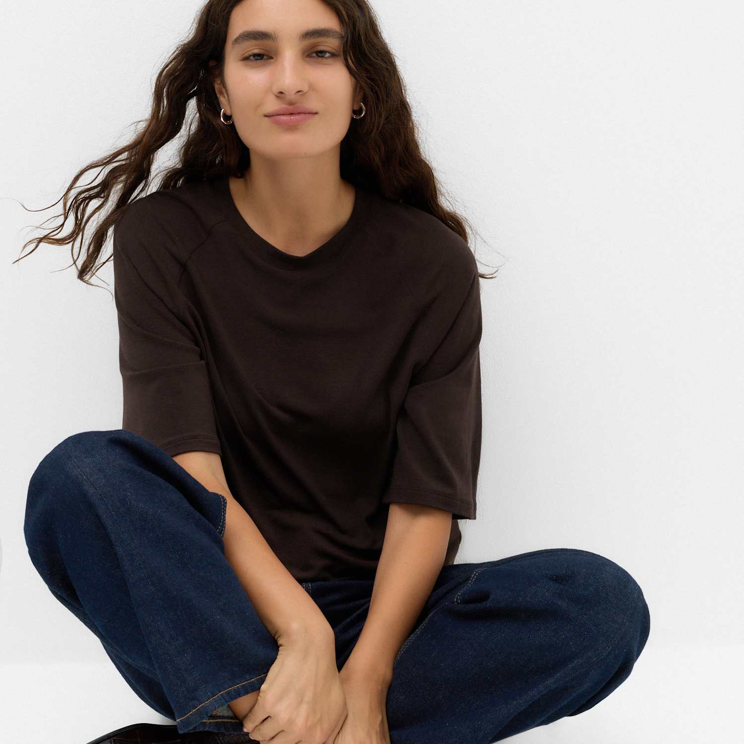 M&S Women's Raglan Relaxed T-Shirt - 10 - Brown