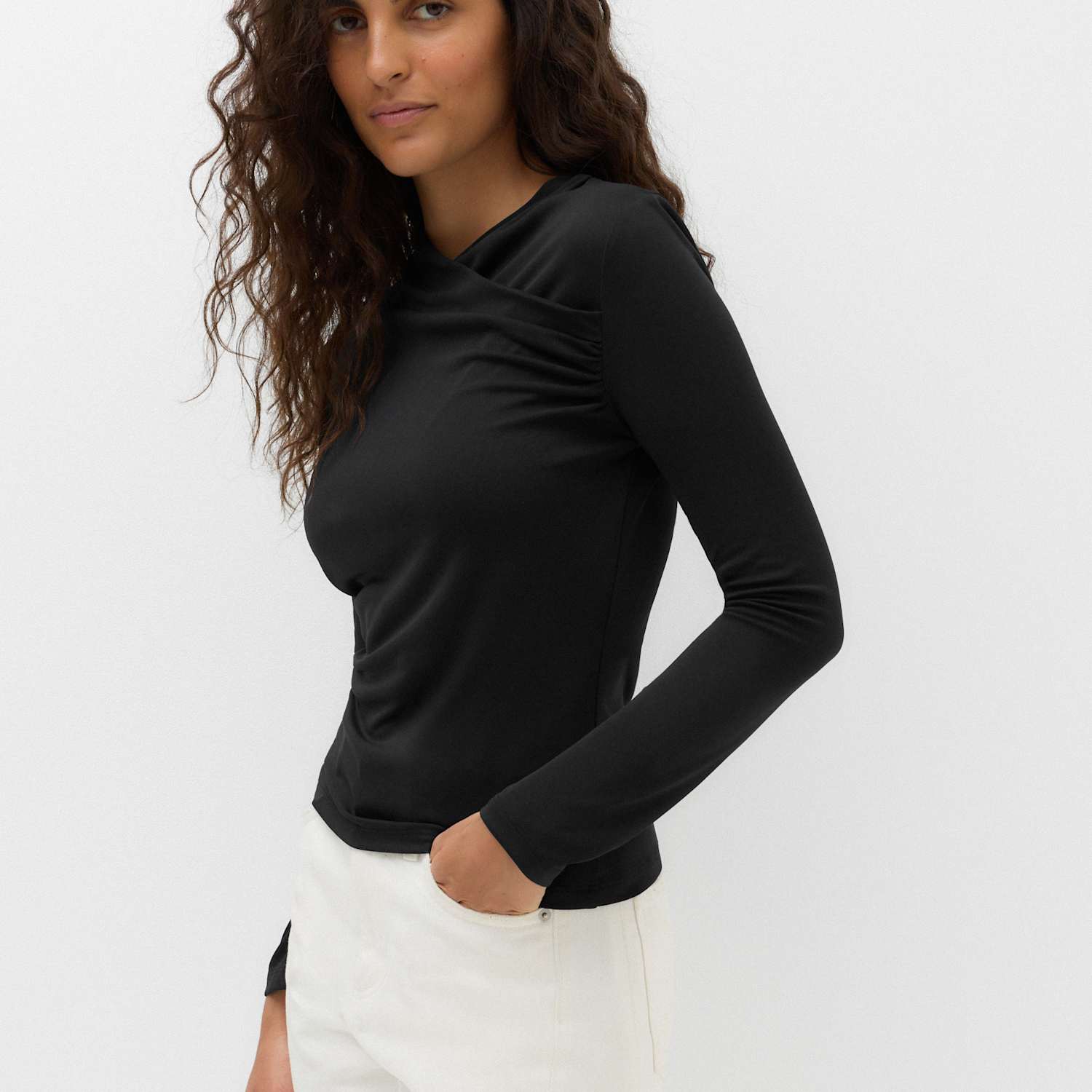 M&S Women's Draped Cowl Neck Going Out Top - 18 - Black