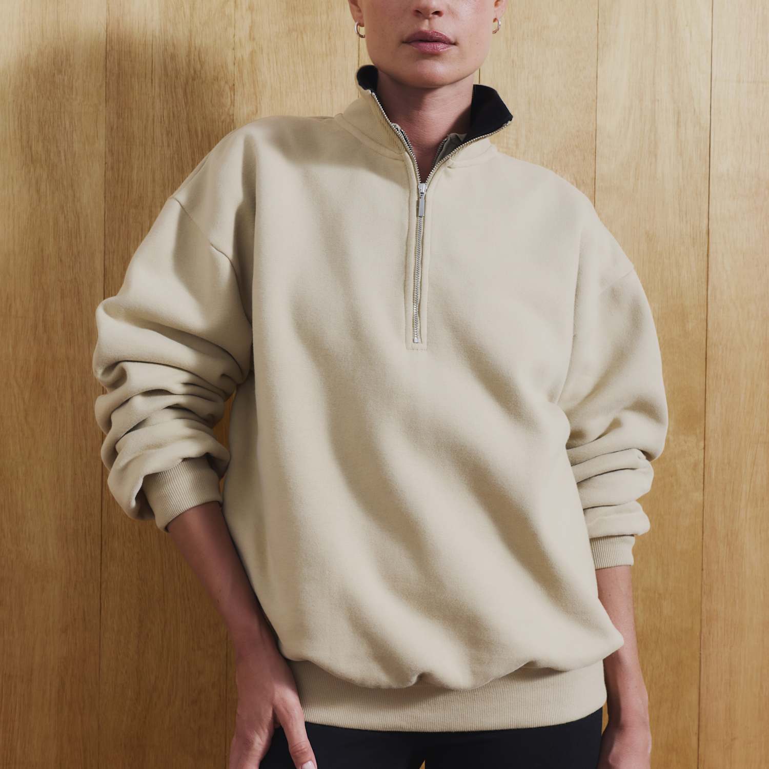 M&S Women's Cotton Rich Graphic Half Zip Sweatshirt - Small - Neutral