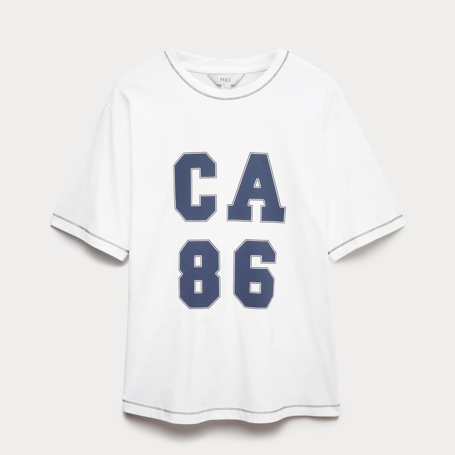 M&S Women's Pure Cotton Slogan Oversized T-Shirt - 20 - Navy Mix