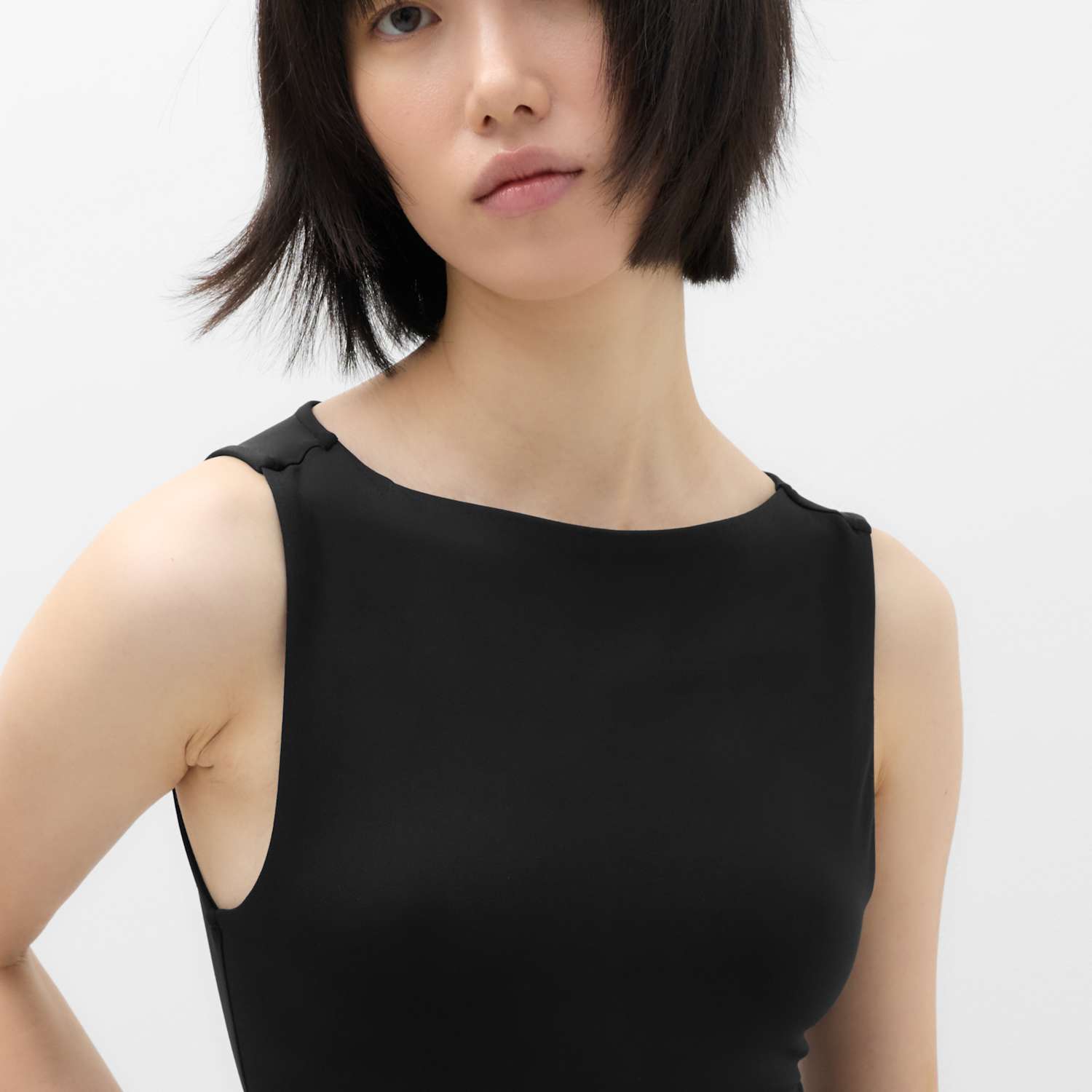 M&S Women's Slash Neck Vest Bodysuit - 10 - Black