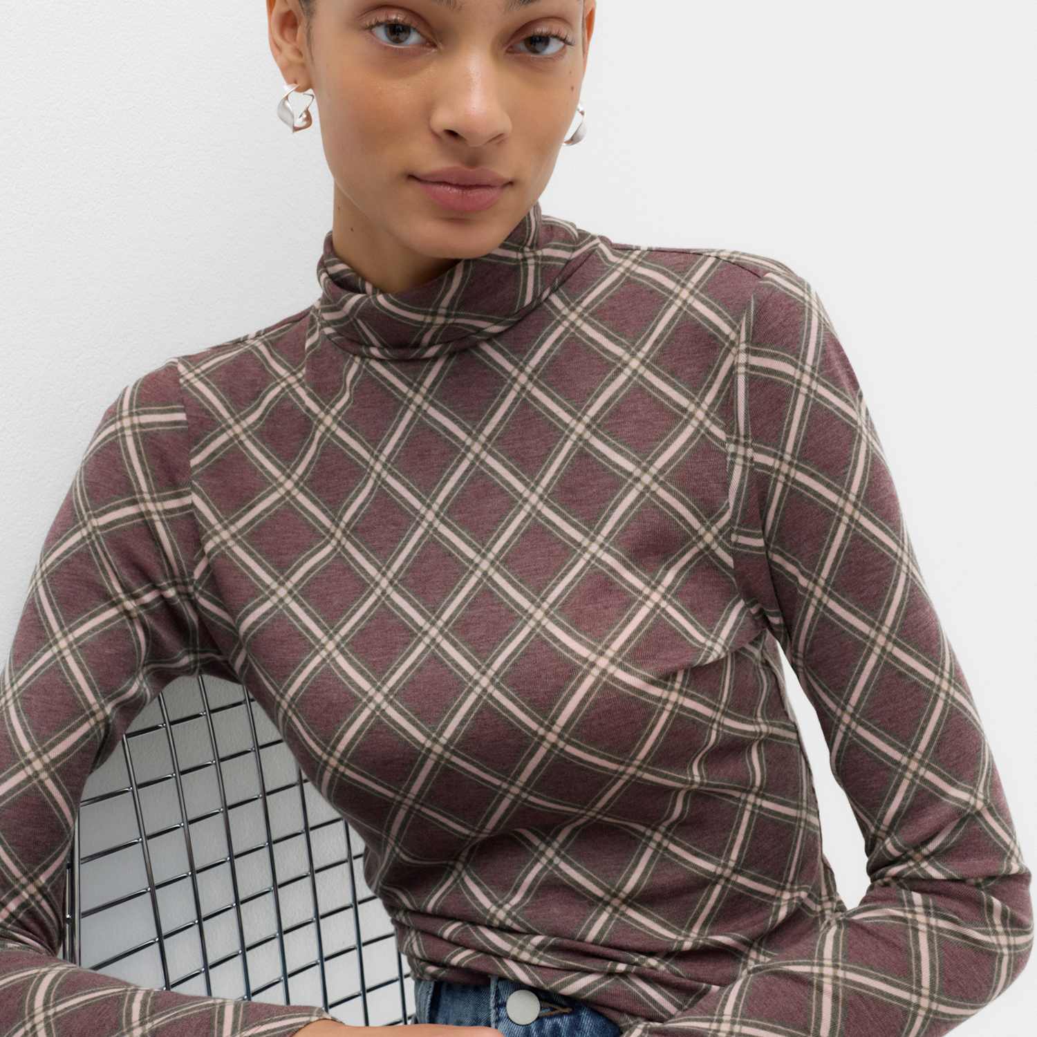 M&S Women's Wool Touch Semi Sheer Layering Roll Neck Top - Small - Brown Mix