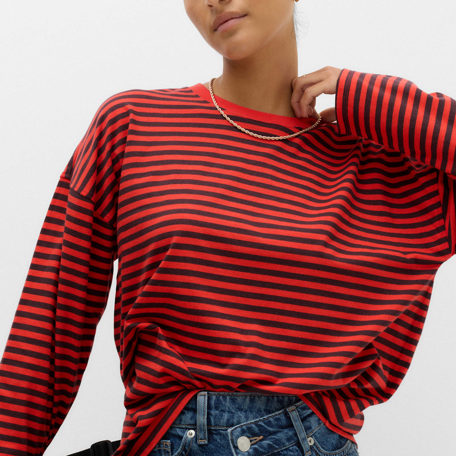 M&S Women's Pure Cotton Relaxed Top - Large - Red Mix