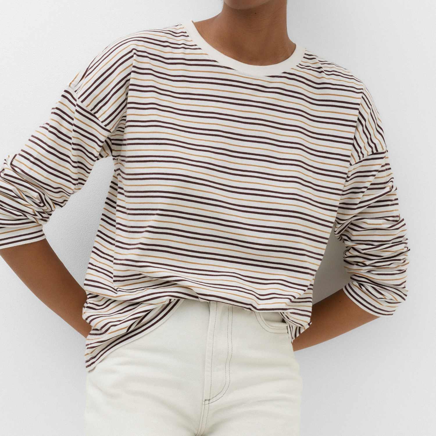 M&S Women's Pure Cotton Relaxed Top - Small - Ivory Mix
