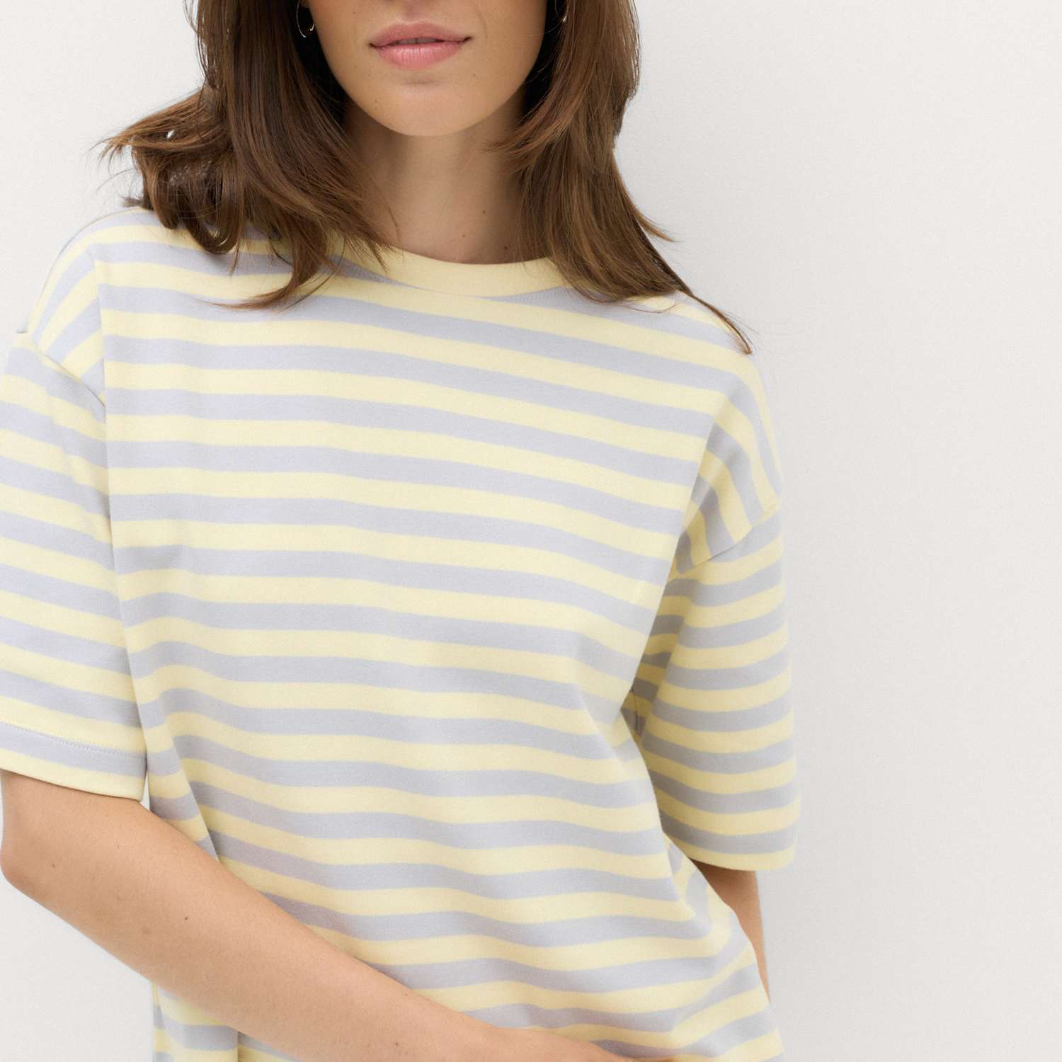M&S Women's Pure Cotton Boxy T-Shirt - Medium - Yellow Mix