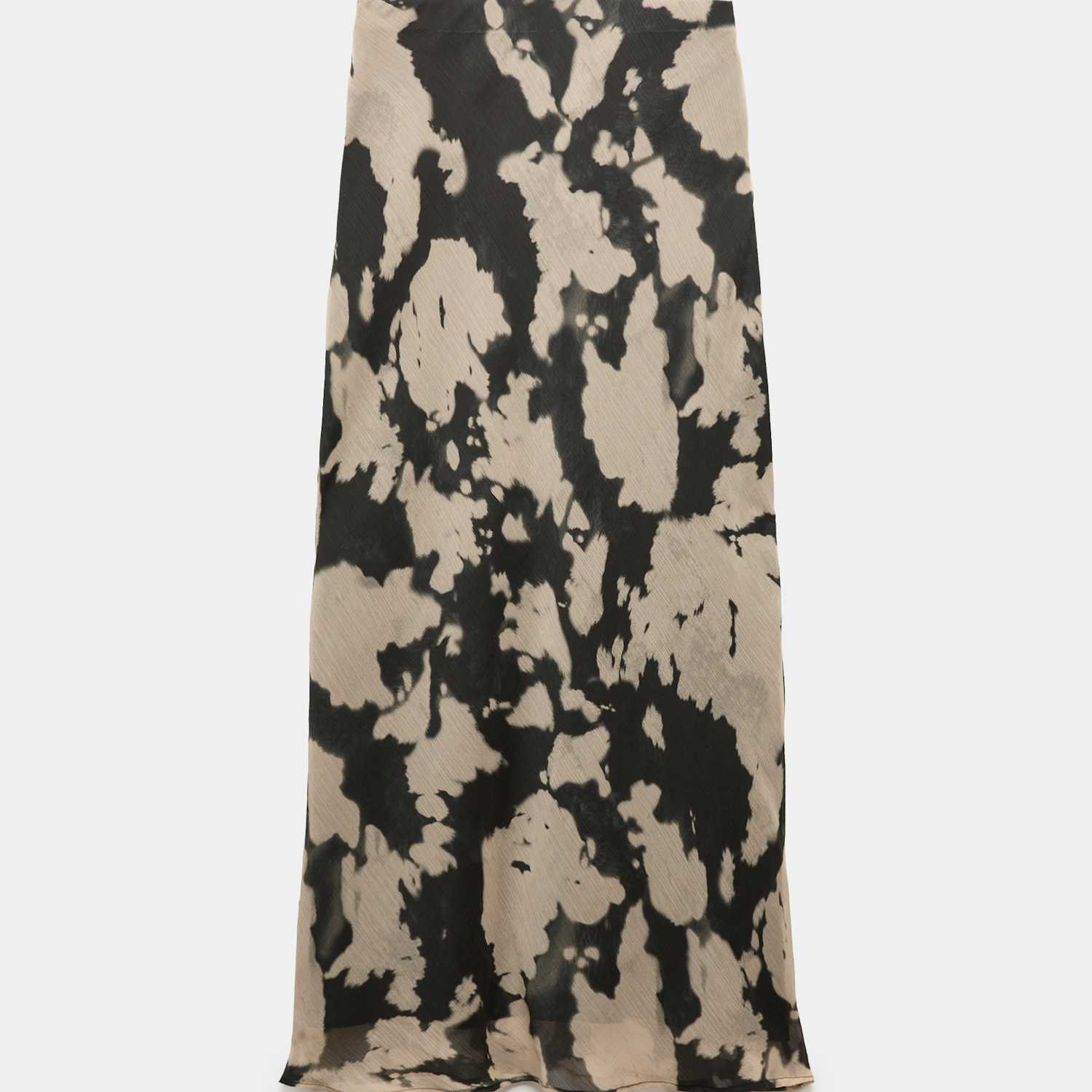 M&S Women's Chiffon Abstract Printed Midi Slip Skirt - 16 - Black Mix