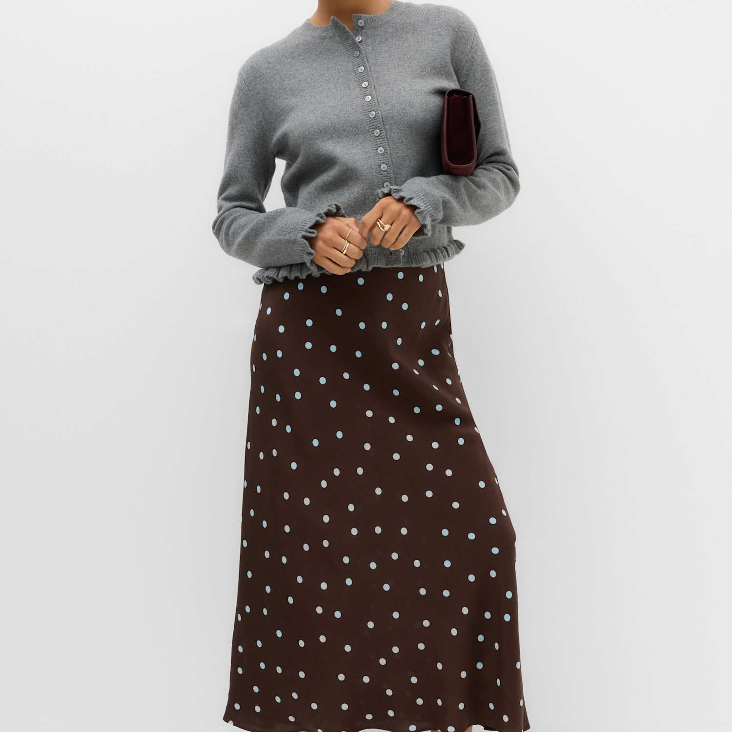 M&S Women's Polka Dot Maxi Slip Skirt - 10 - Chocolate Mix