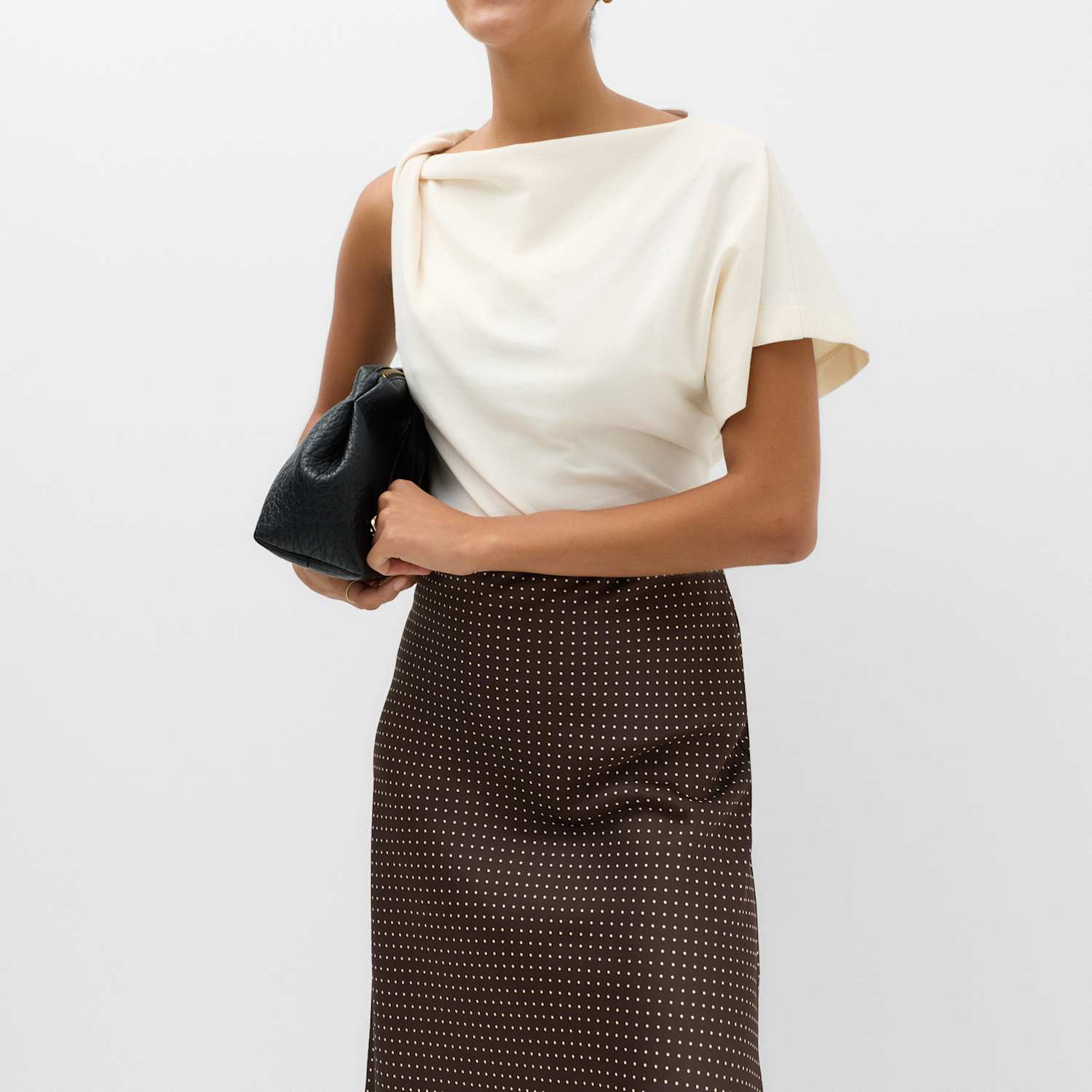 M&S Women's Polka Dot Knee Length Skirt - 16 - Chocolate Mix