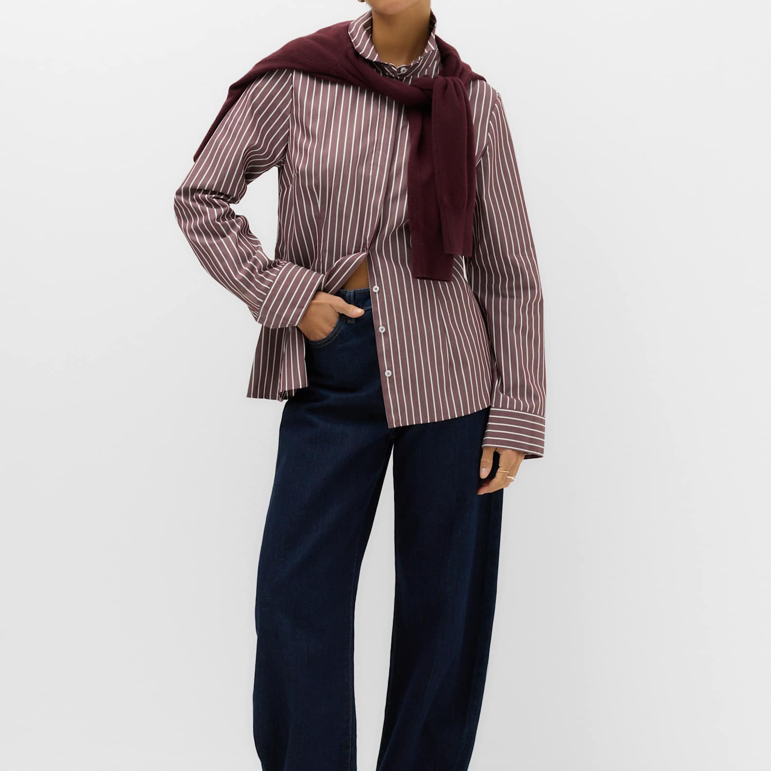 M&S Women's Cotton Rich Collared Fitted Shirt - 18 - Burgundy