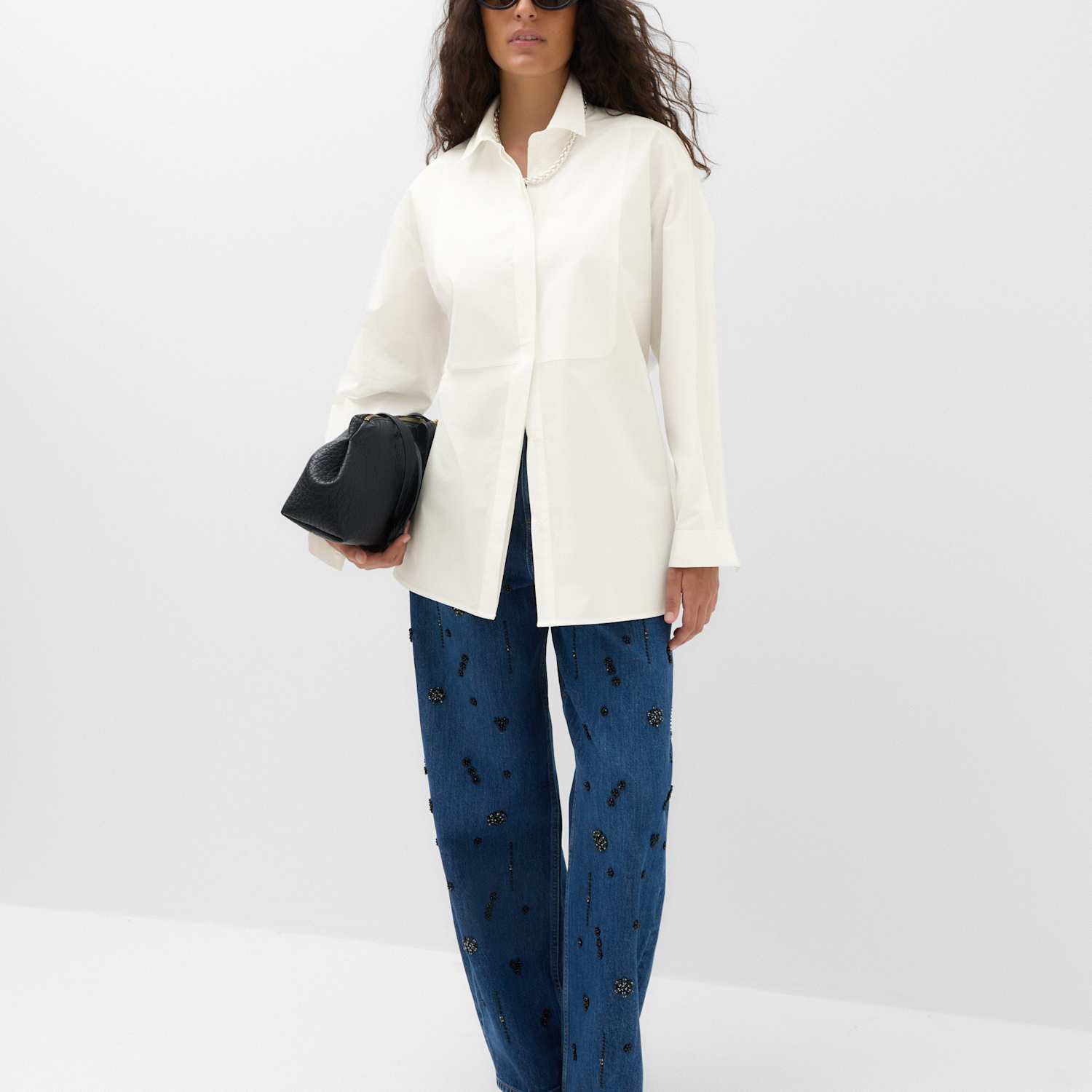 M&S Women's Tux Tie Back Detail Shirt - 12 - Soft White