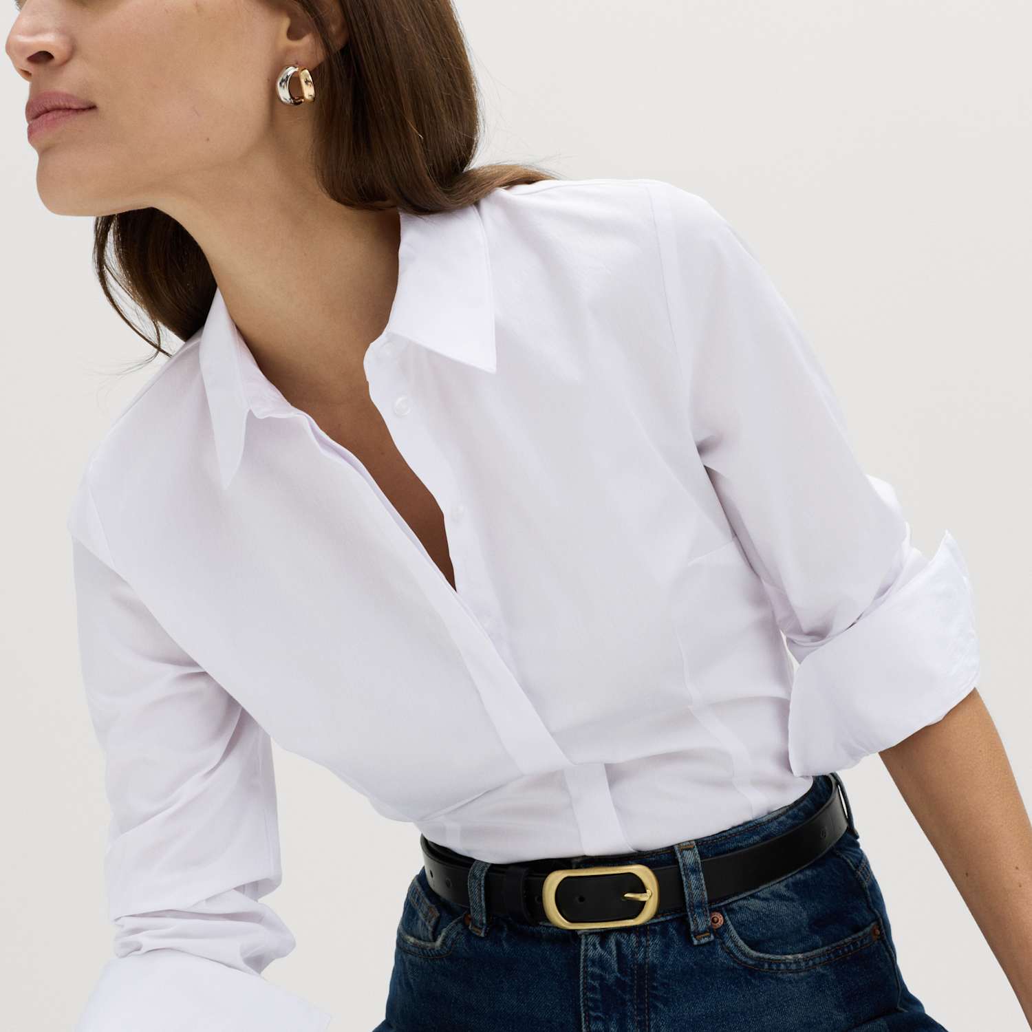 M&S Women's Cotton Rich Collared Fitted Shirt - 24 - Soft White