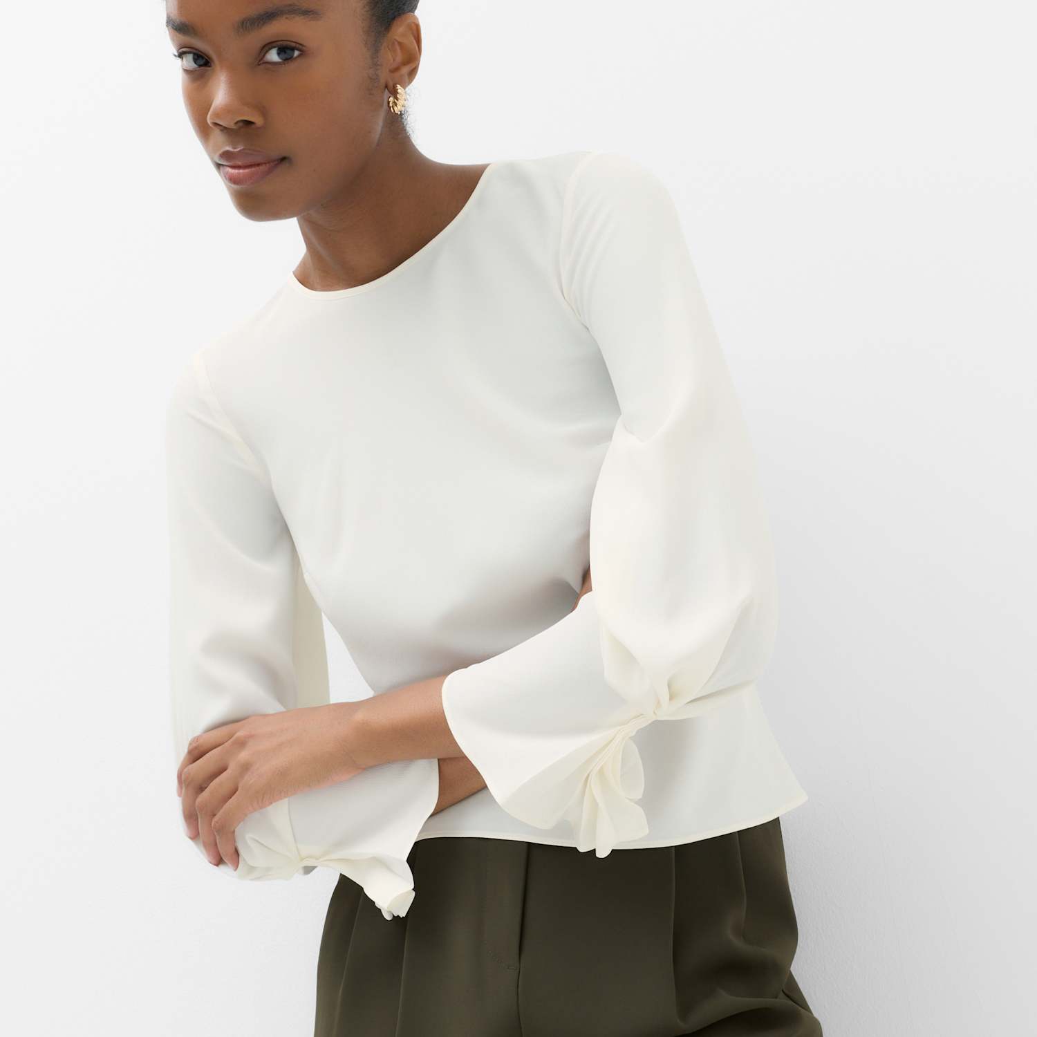 M&S Women's Pleat Detail Top - 14 - Ivory