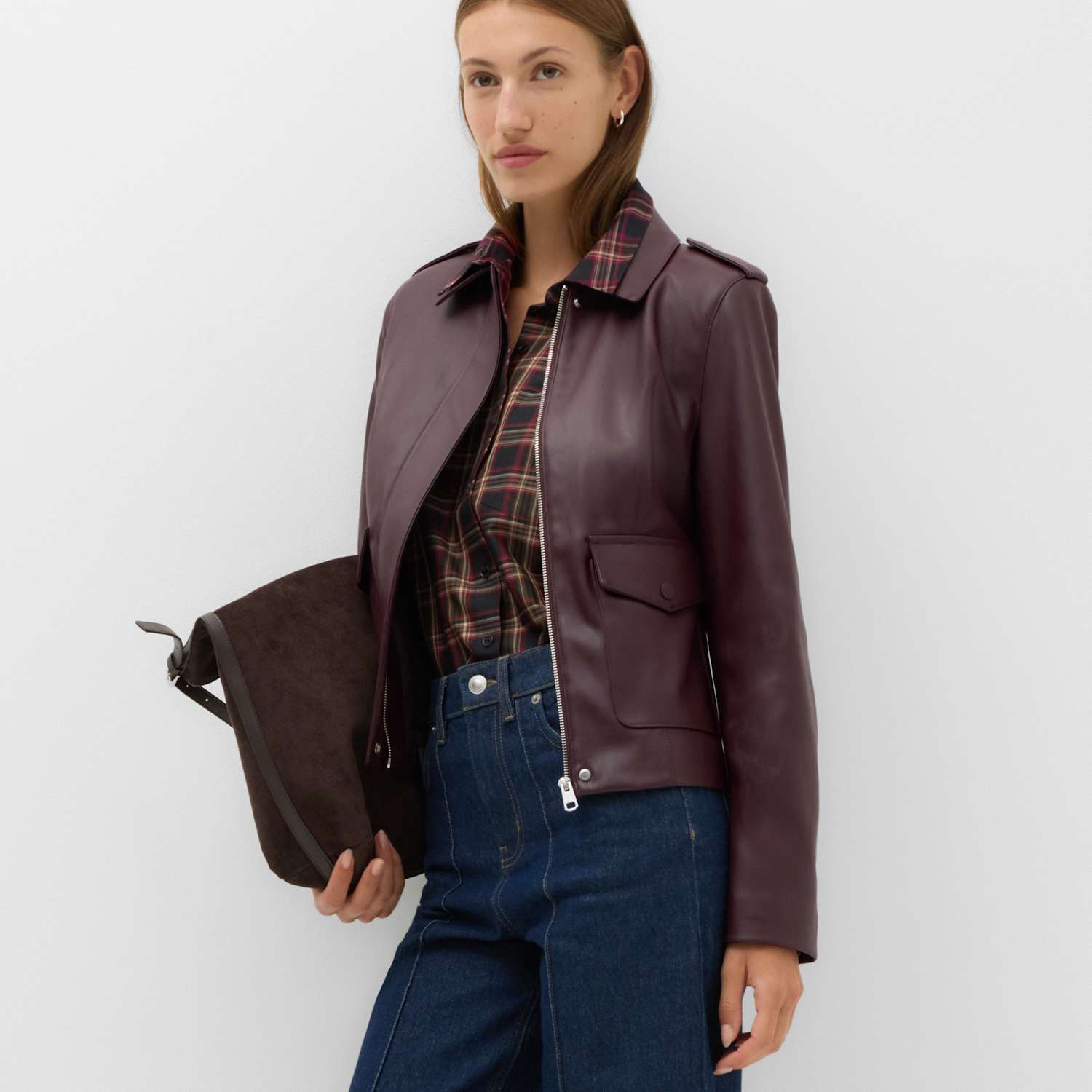 M&S Women's Faux Leather Harrington Jacket - 6 - Cherry Red