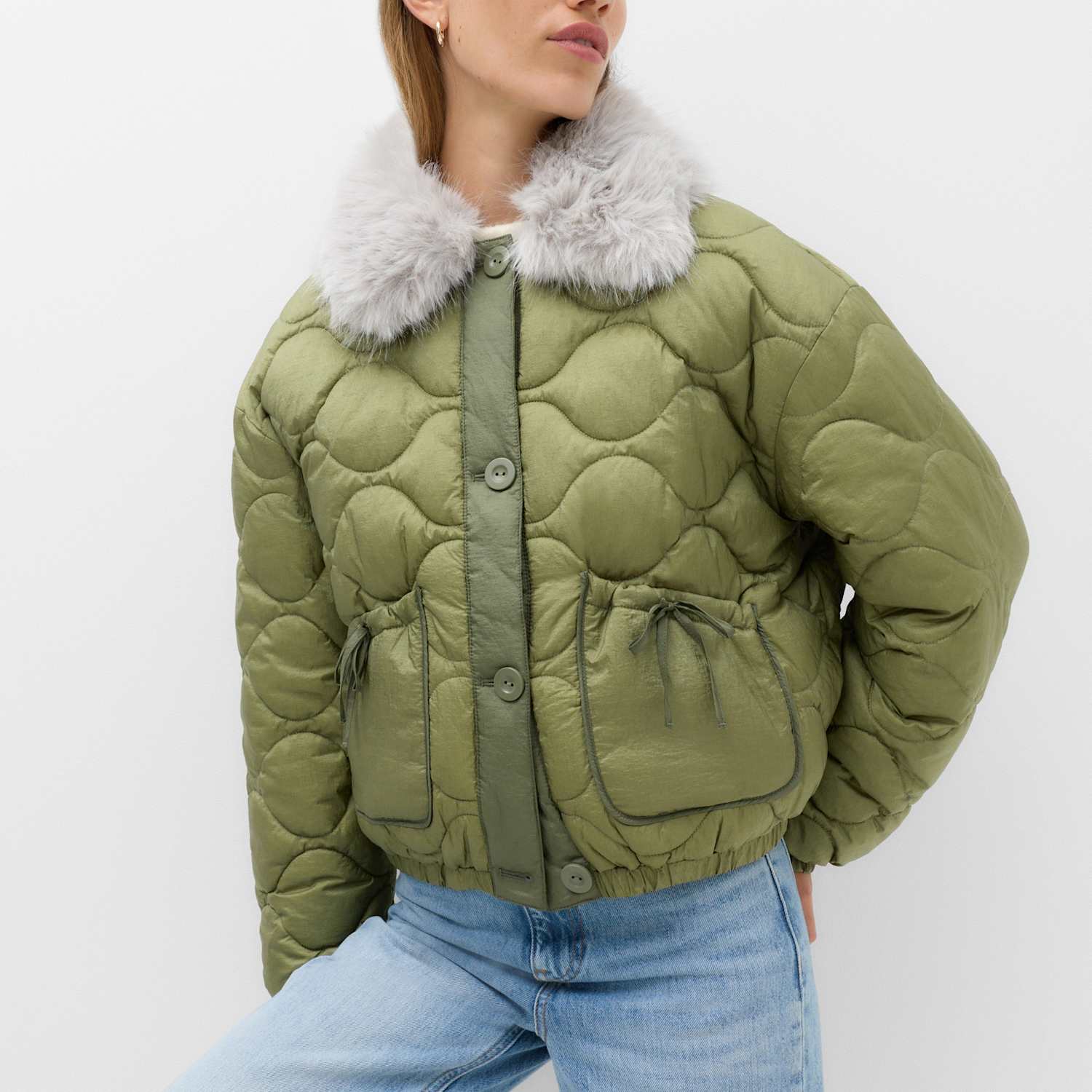 M&S Women's Quilted Short Jacket - Extra Small - Sage