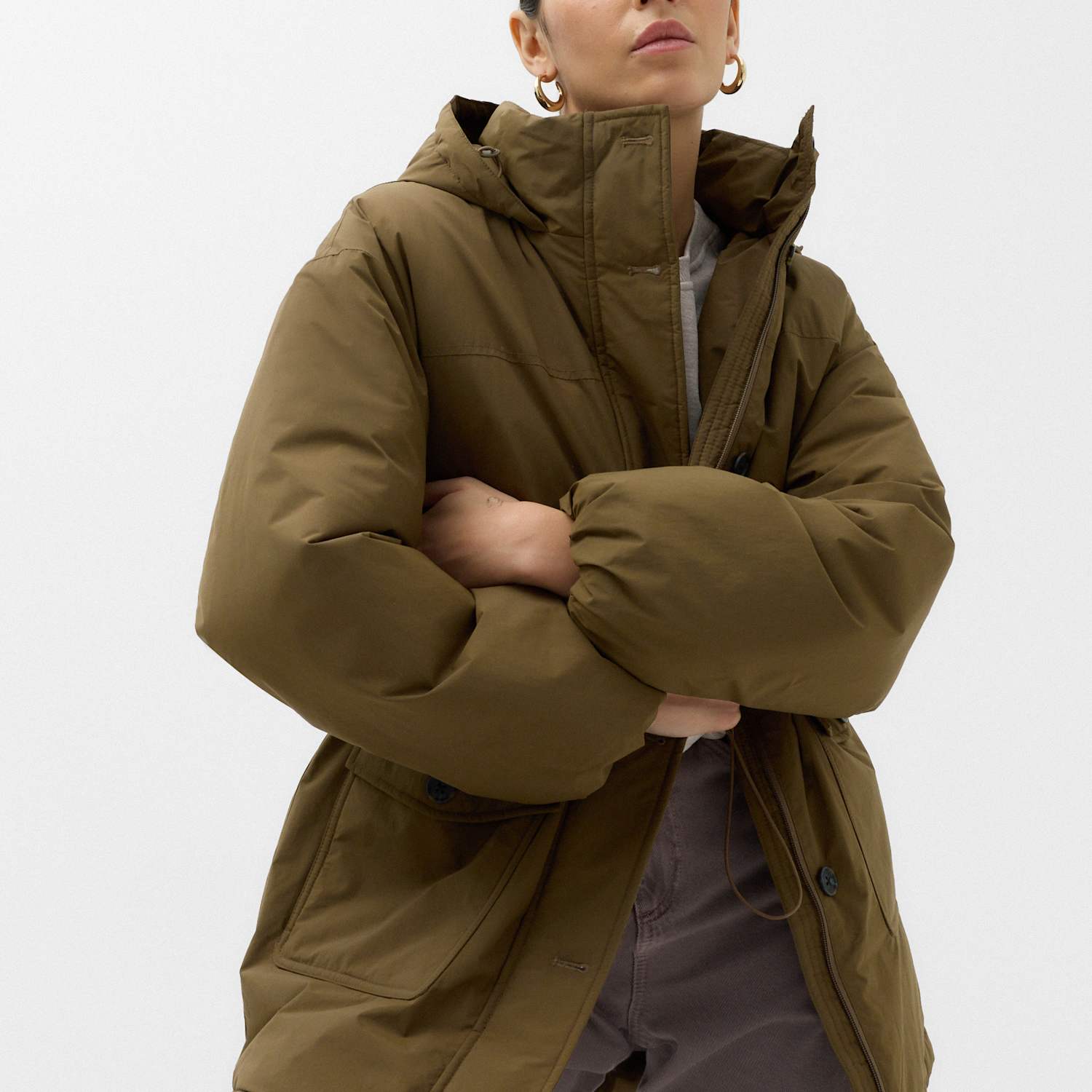 M&S Women's Thermowarmth Padded Hooded Coat - Medium - Moss