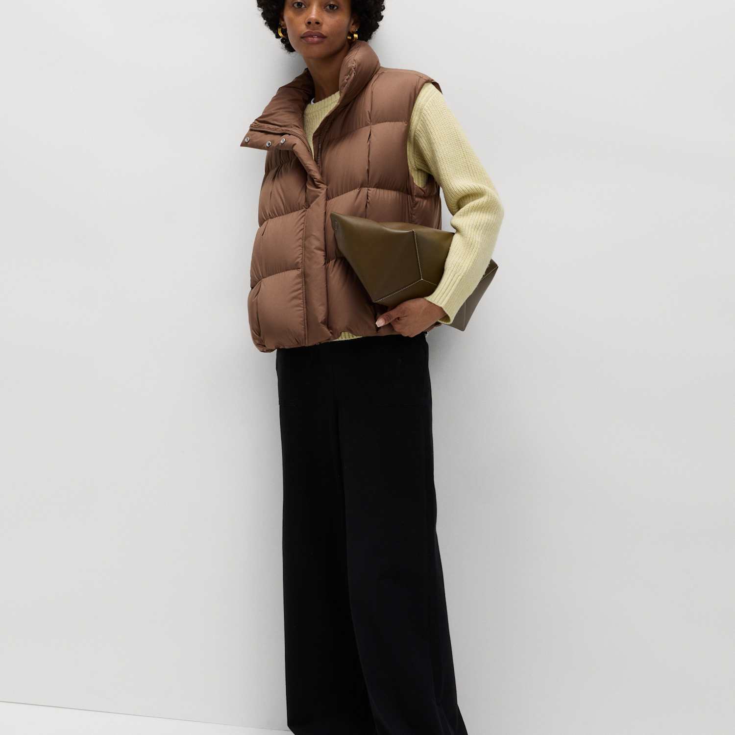 M&S Women's Stormwear Quilted Pleat Gilet - Large - Toffee