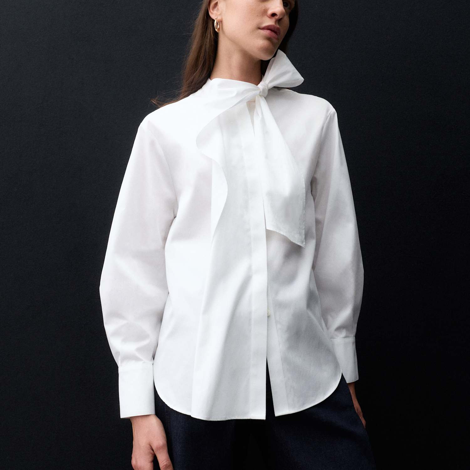 Autograph Women's Pure Cotton Tie Neck Shirt - 10 - Soft White