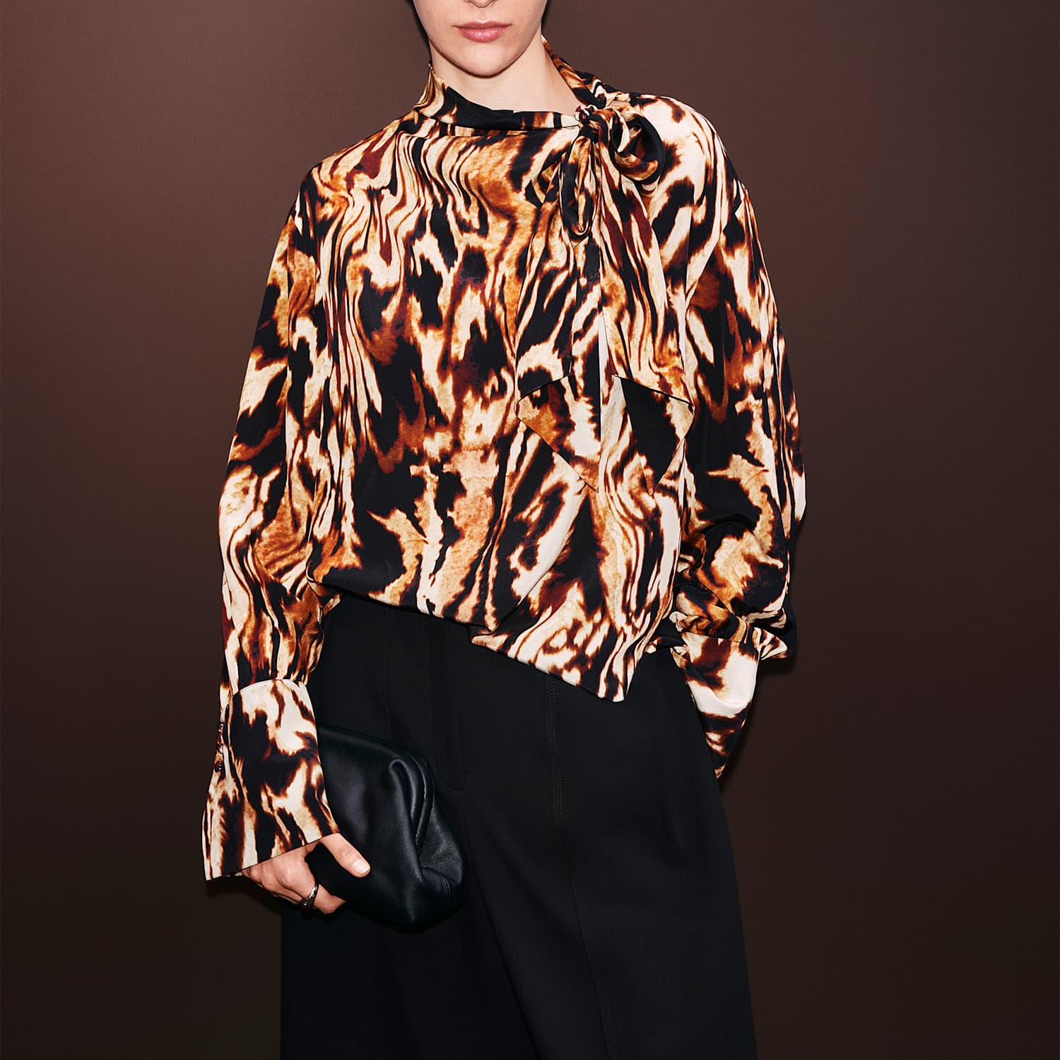 Autograph Women's Animal Print Tie Neck Blouse with Silk - 24 - Multi