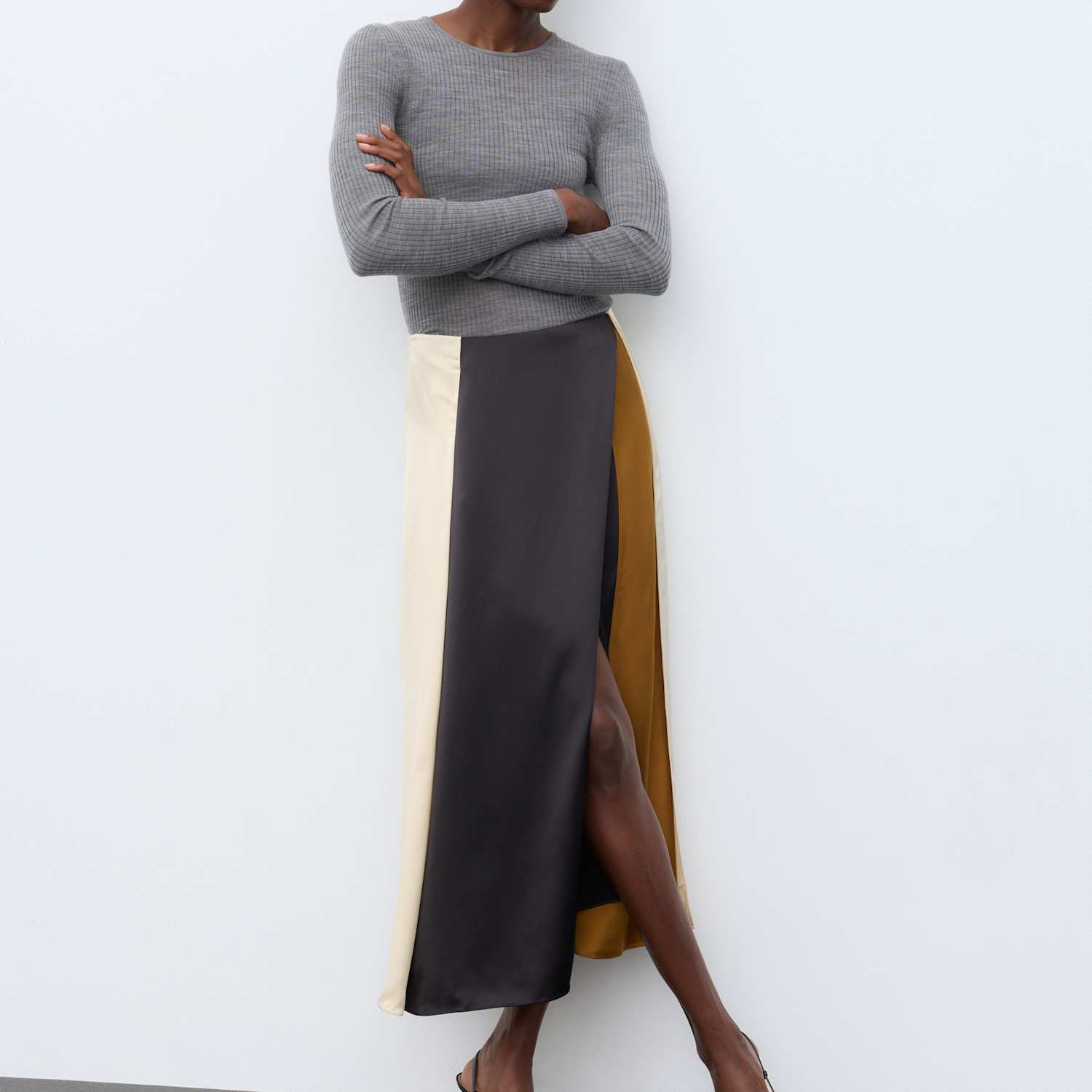 Autograph Women's Colour Block Midaxi Wrap Skirt - 10 - Black Mix