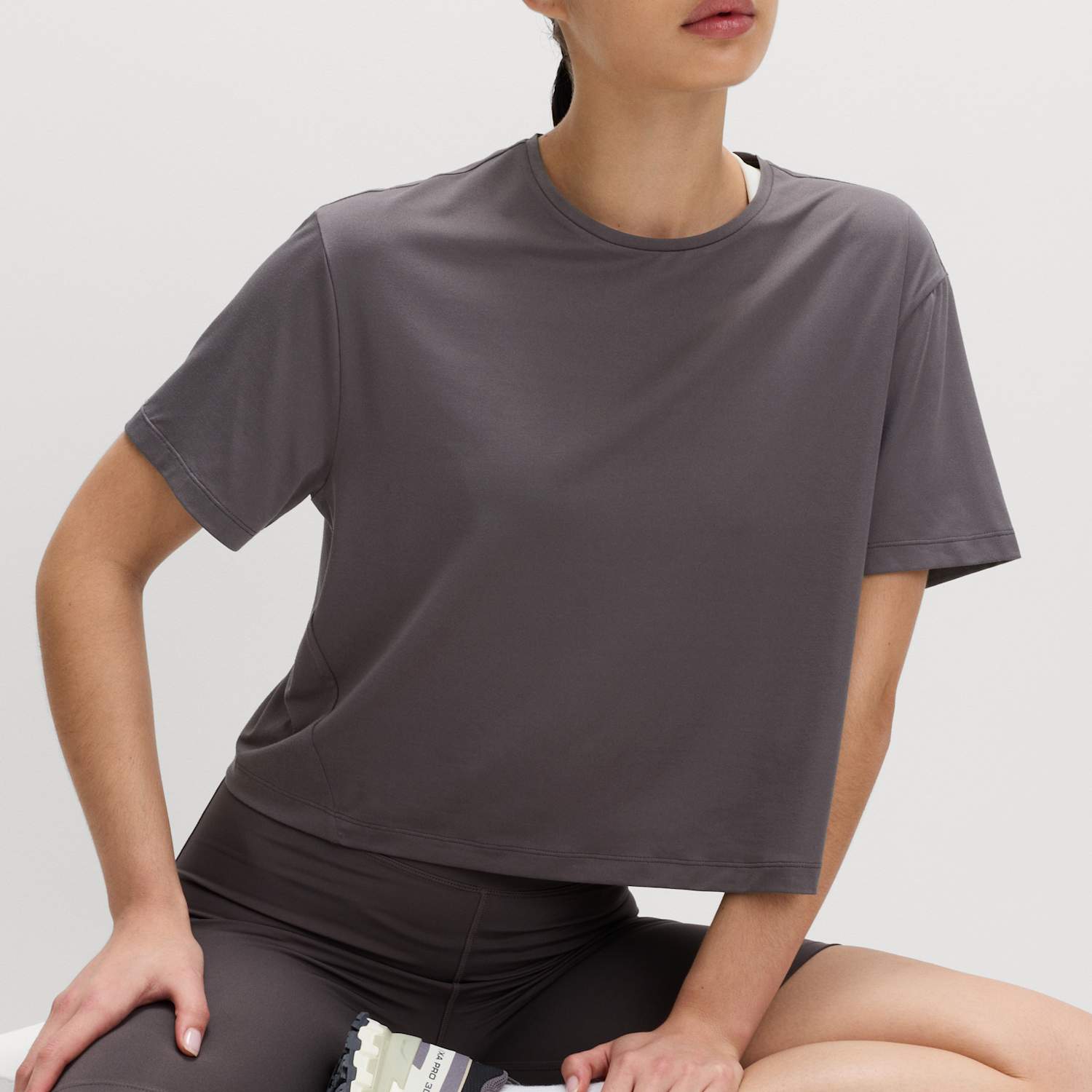 Goodmove Women's Essential Round Neck Boxy T-Shirt - 12 - Mid Grey