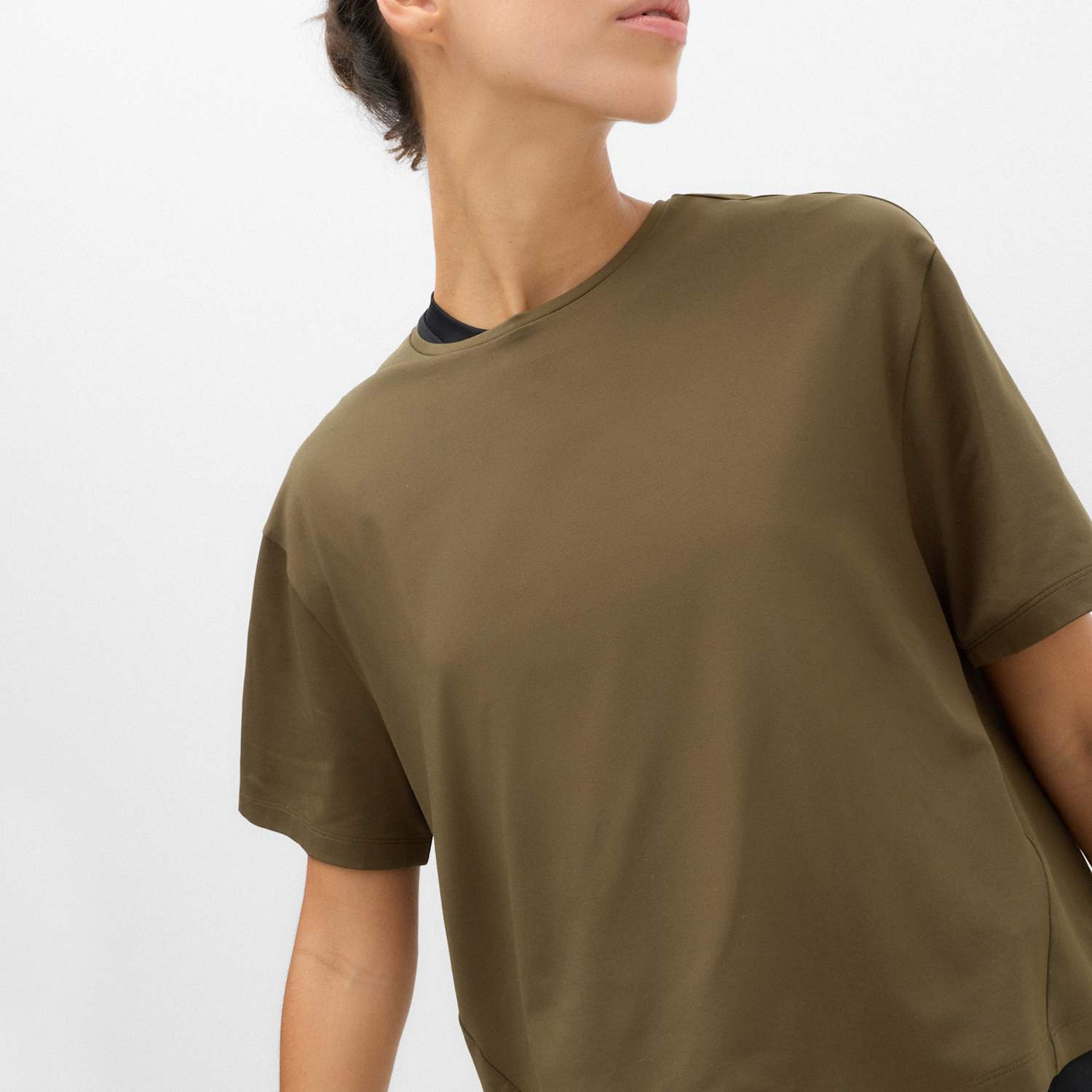 Goodmove Women's Essential Round Neck Boxy T-Shirt - 6 - Dark Khaki