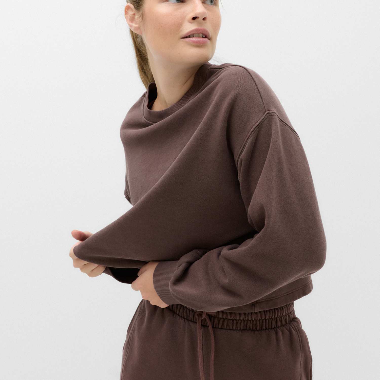 Goodmove Women's Cotton Rich Garment Dye Boxy Sweatshirt - Small - Dark Chocolate