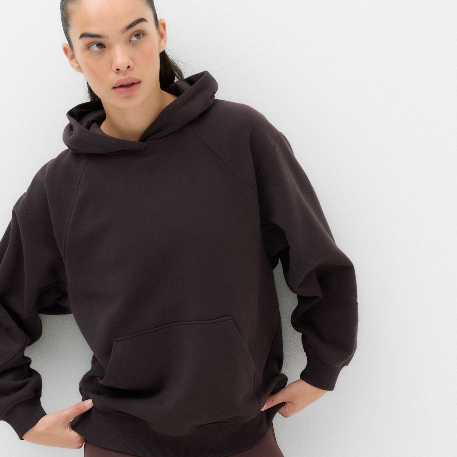 Goodmove Women's Cotton Rich Volume Relaxed Hoodie - Large - Bitter Chocolate