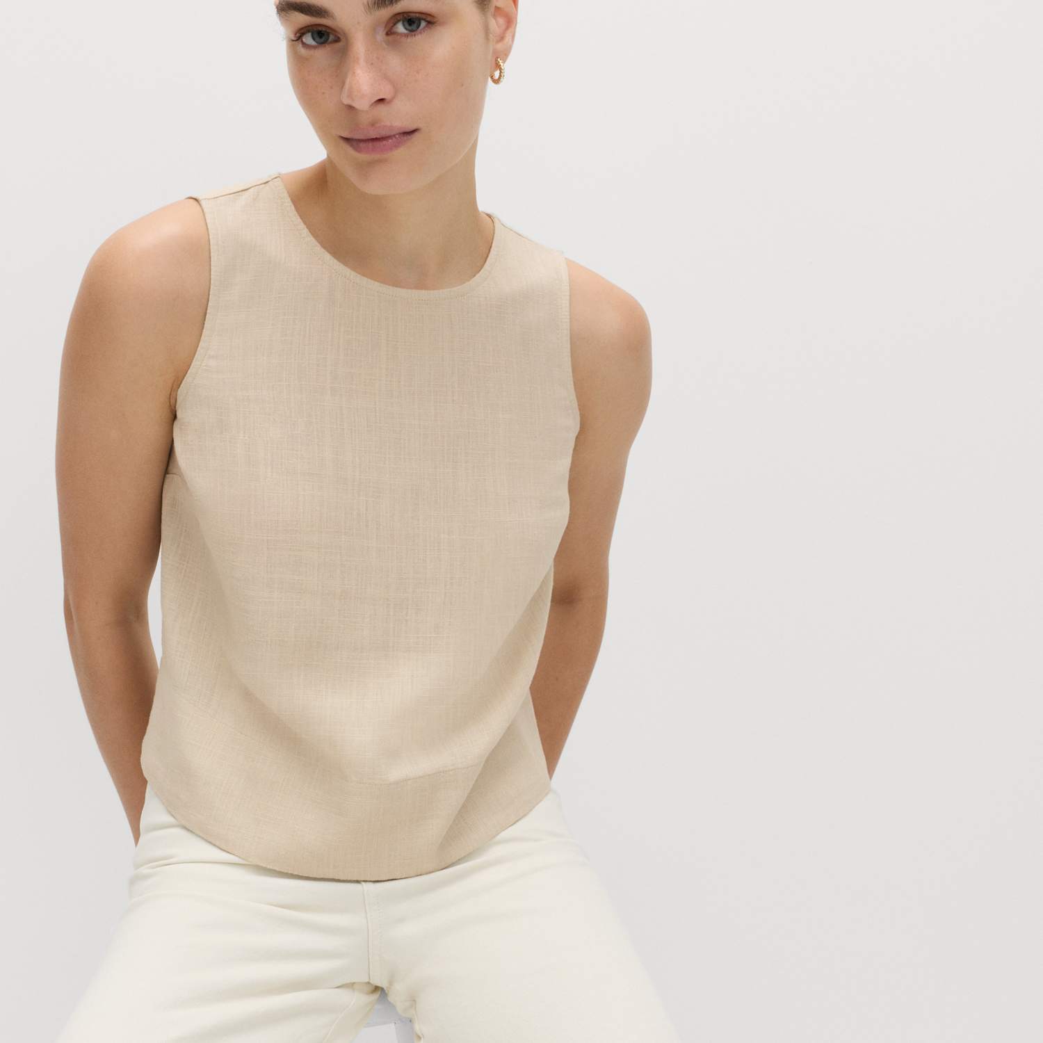 M&S Women's Vest with Linen - 10 - Beige