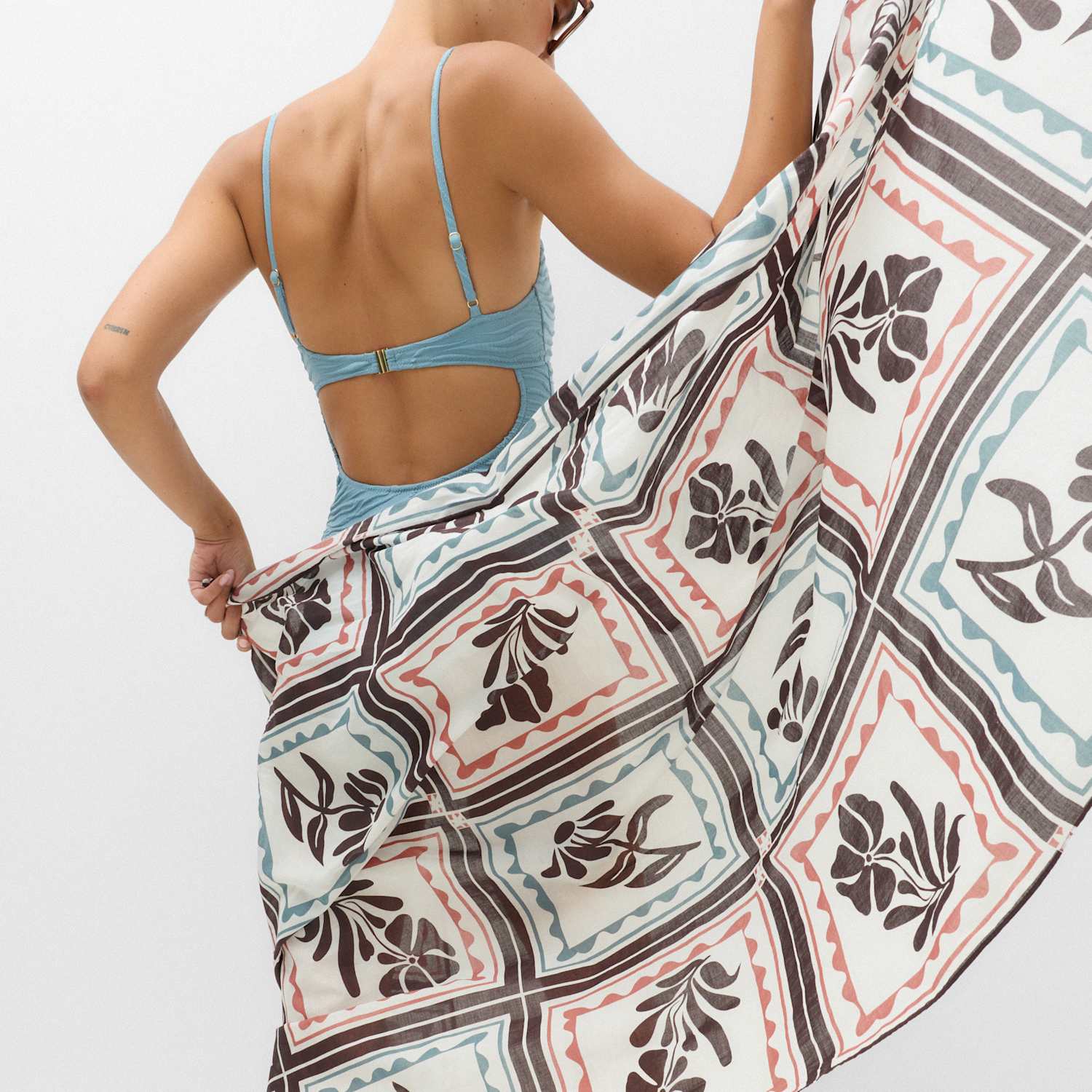 M&S Women's Pure Cotton Floral Beach Cover Up Sarong - Multi