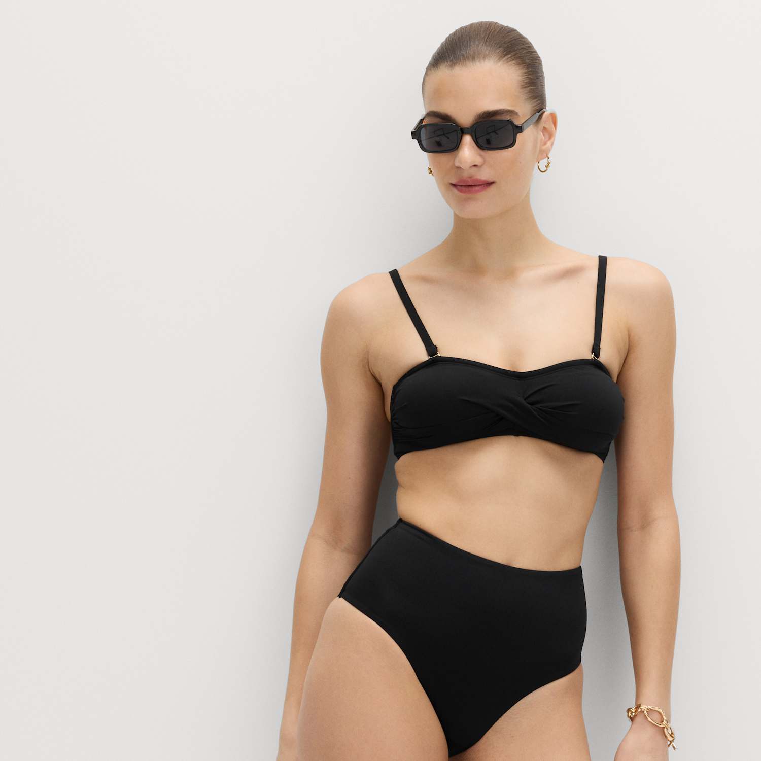 M&S Women's Tummy Control High Waisted High Leg Bikini Bottoms - 8 - Black