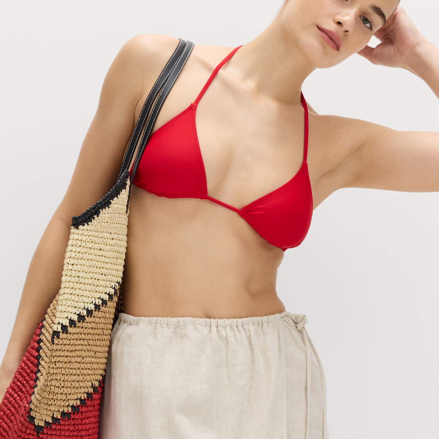 M&S Women's Padded Halterneck Triangle Bikini Top - 12 - Lacquer Red