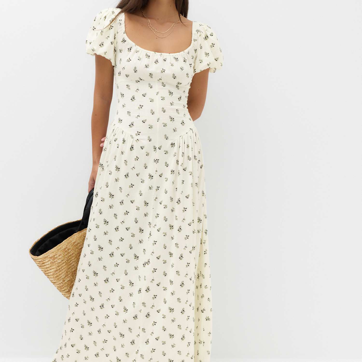 M&S Women's Linen Rich Floral Scoop Neck Maxi Dress - 20 - Ivory Mix
