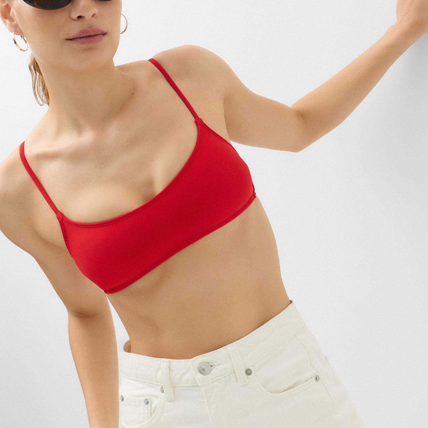 M&S Women's Padded Cropped Scoop Neck Bikini Top - 12 - Lacquer Red
