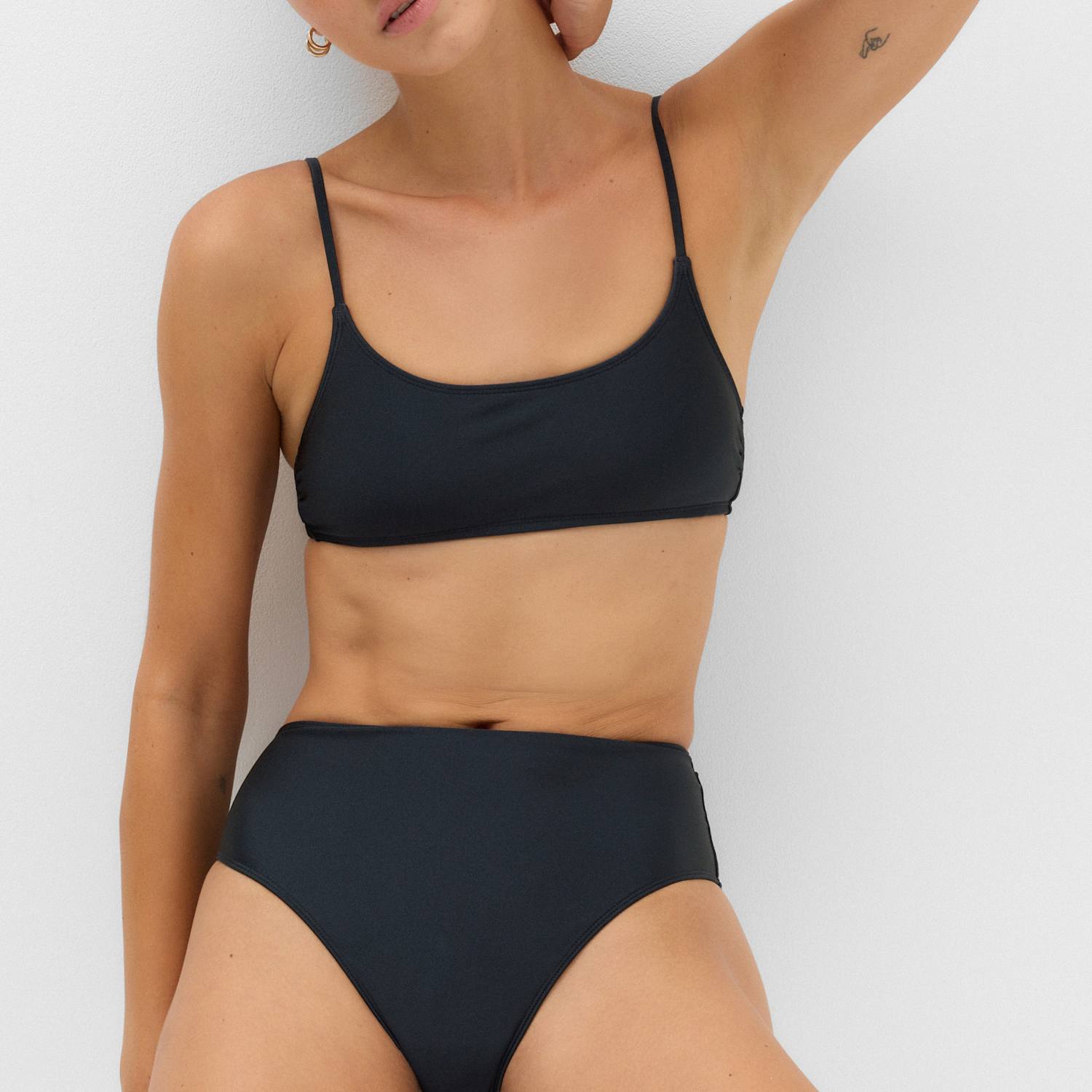 M&S Women's High Waisted High Leg Bikini Bottoms - 10 - Dark Ink